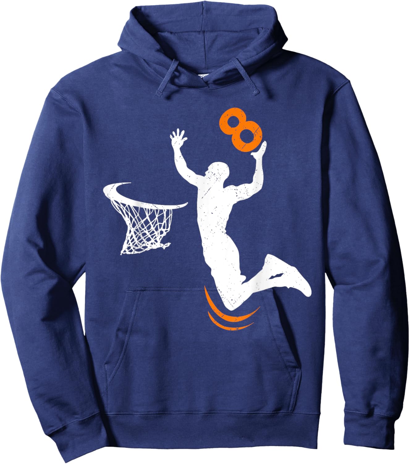 8 Year Old Basketball Dunk 8th Birthday Party Boys Hoodie - Hoodie | Navy