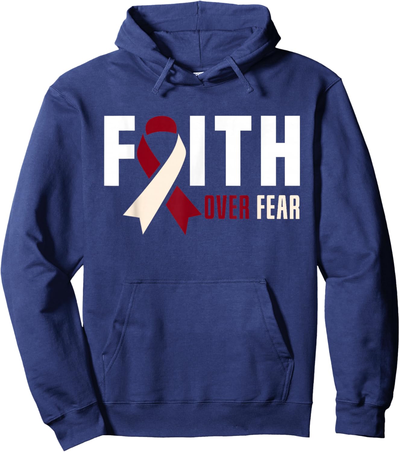 Faith Fear Jesus God Throat Oral Head Neck Cancer Awareness Hoodie - Hoodie | Navy