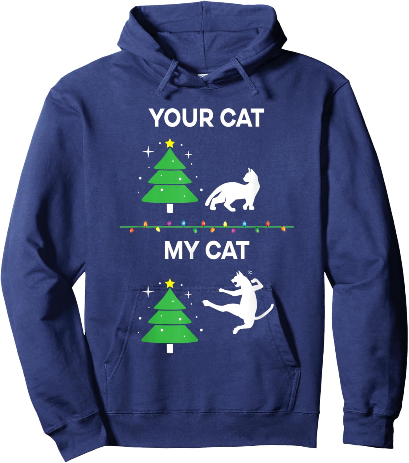 Funny Cat Christmas Cat Funny Men Women Kids Hoodie - Hoodie | Navy