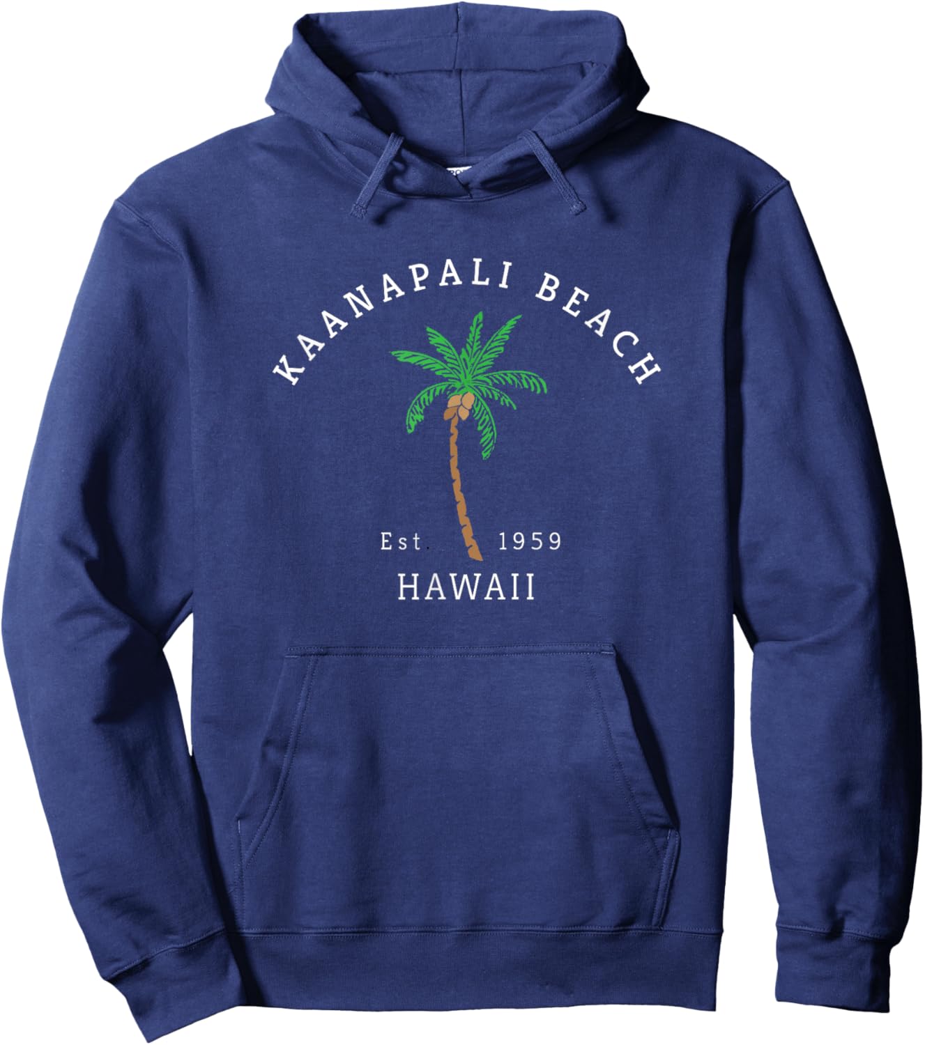 Kaanapali Beach Hawaii Colorful Palm Tree Retro Novelty Art Women Hoodie - Hoodie | Navy
