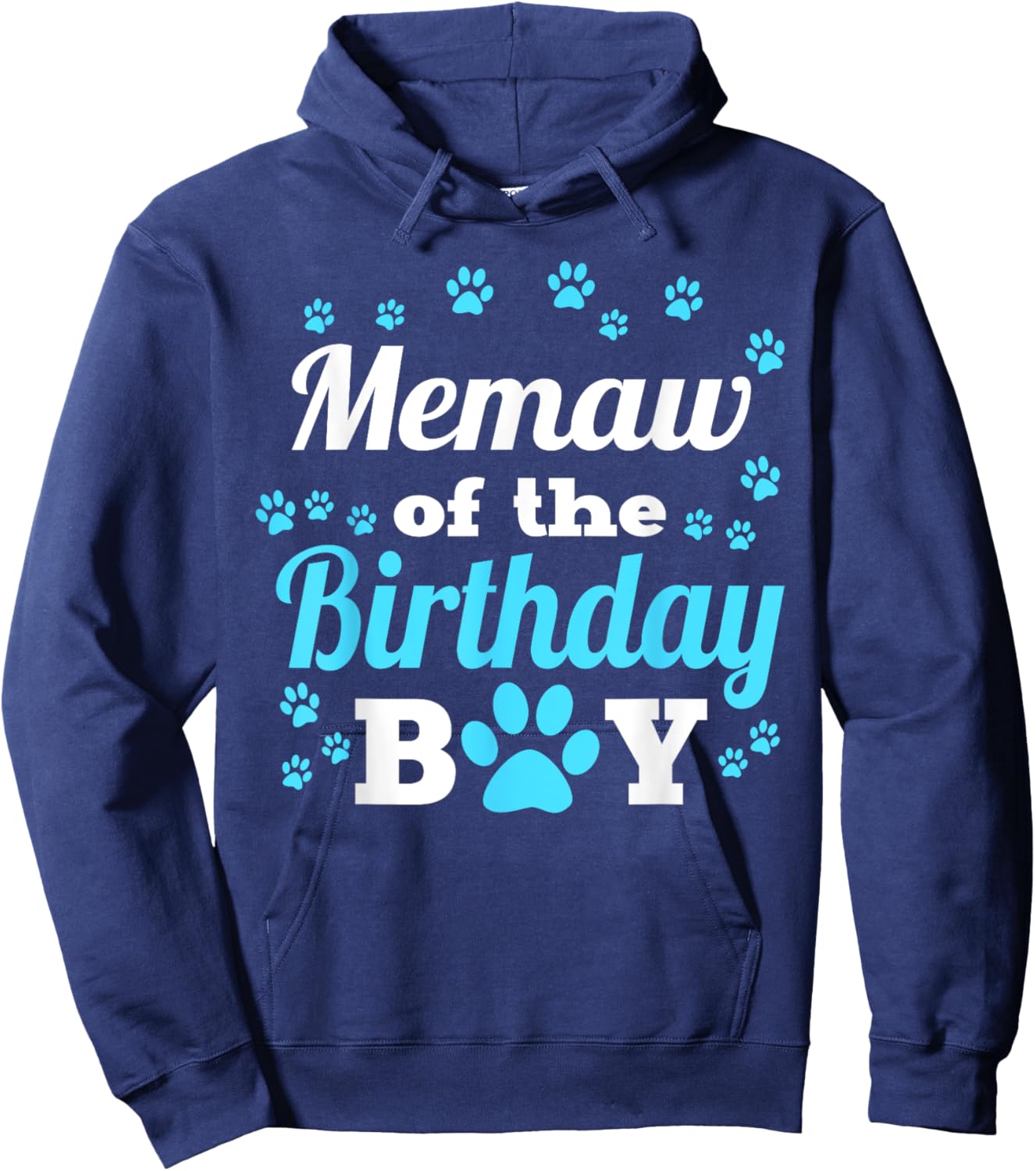 Memaw Of The Birthday Boy Dog Paw Bday Party Celebration Hoodie - Hoodie | Navy