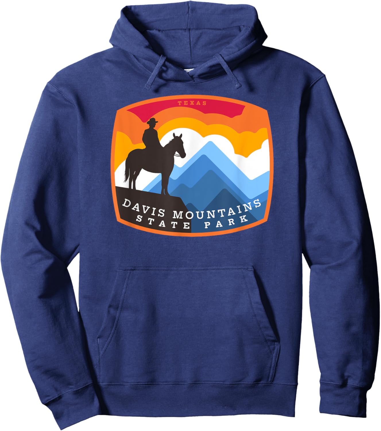Davis Mountains State Park Texas TX Equestrian Badge Hoodie - Hoodie | Navy