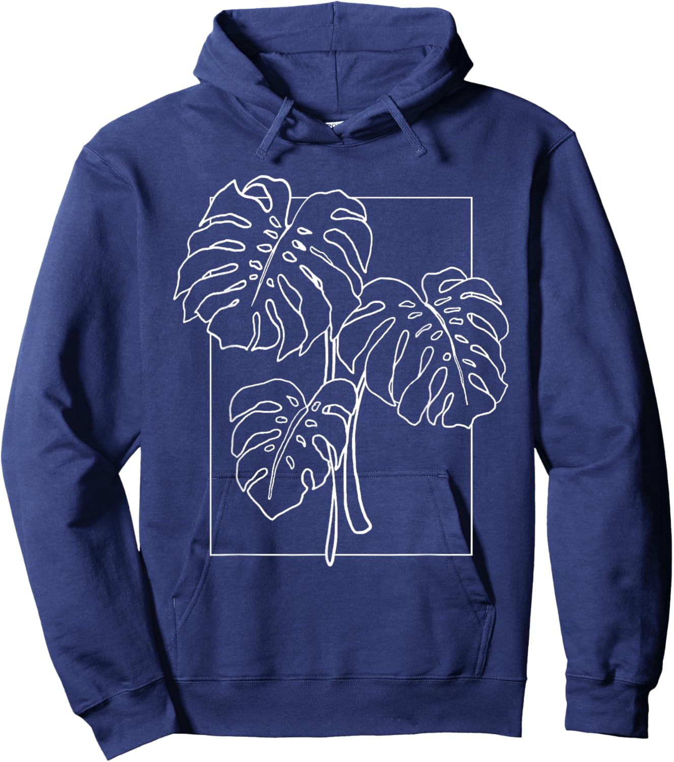 Contour Line Monstera Trendy Plant Hoodie - Hoodie | Navy