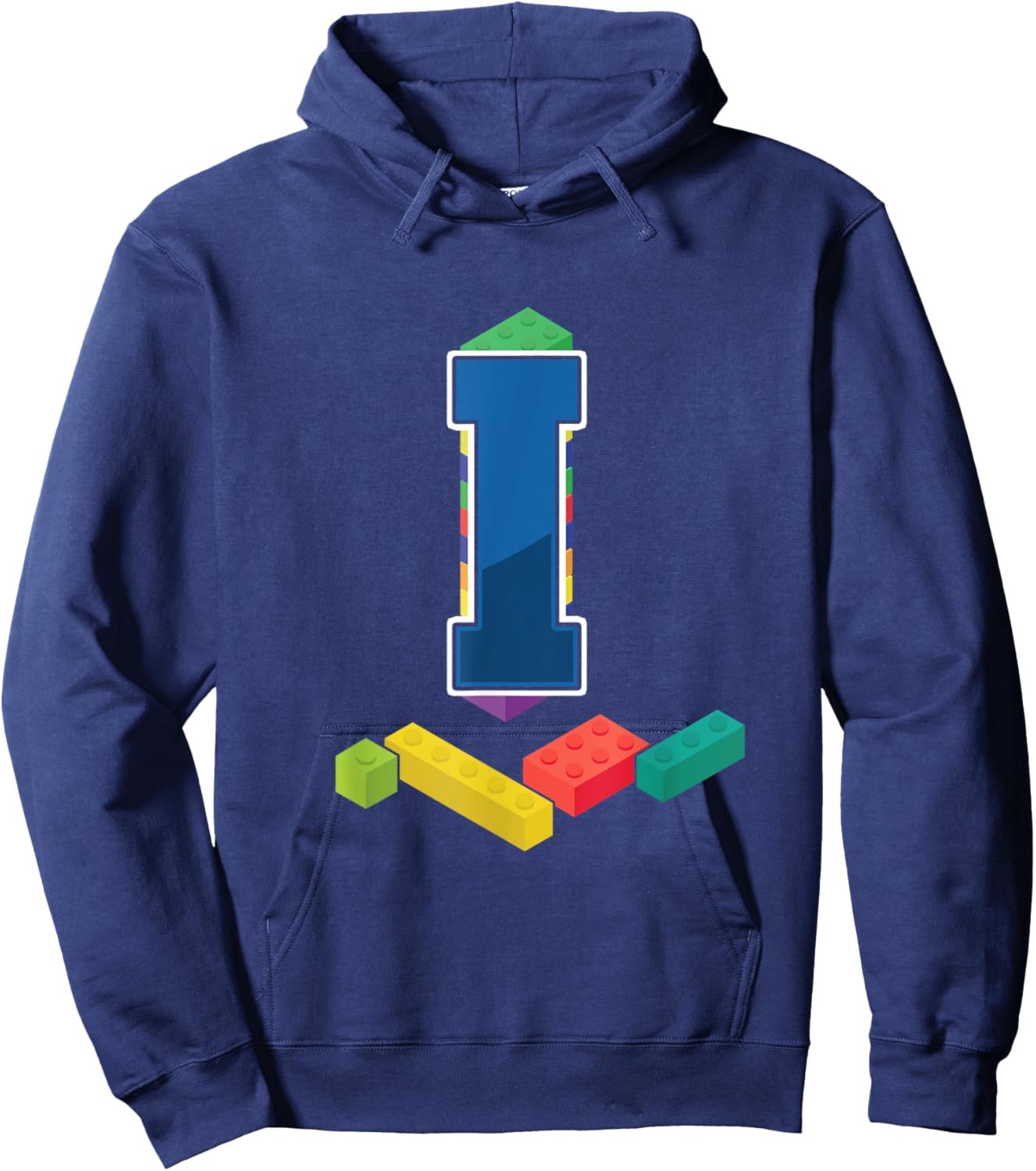 Letter I Master Builder Alphabet Last Name Building Blocks Hoodie - Hoodie | Navy