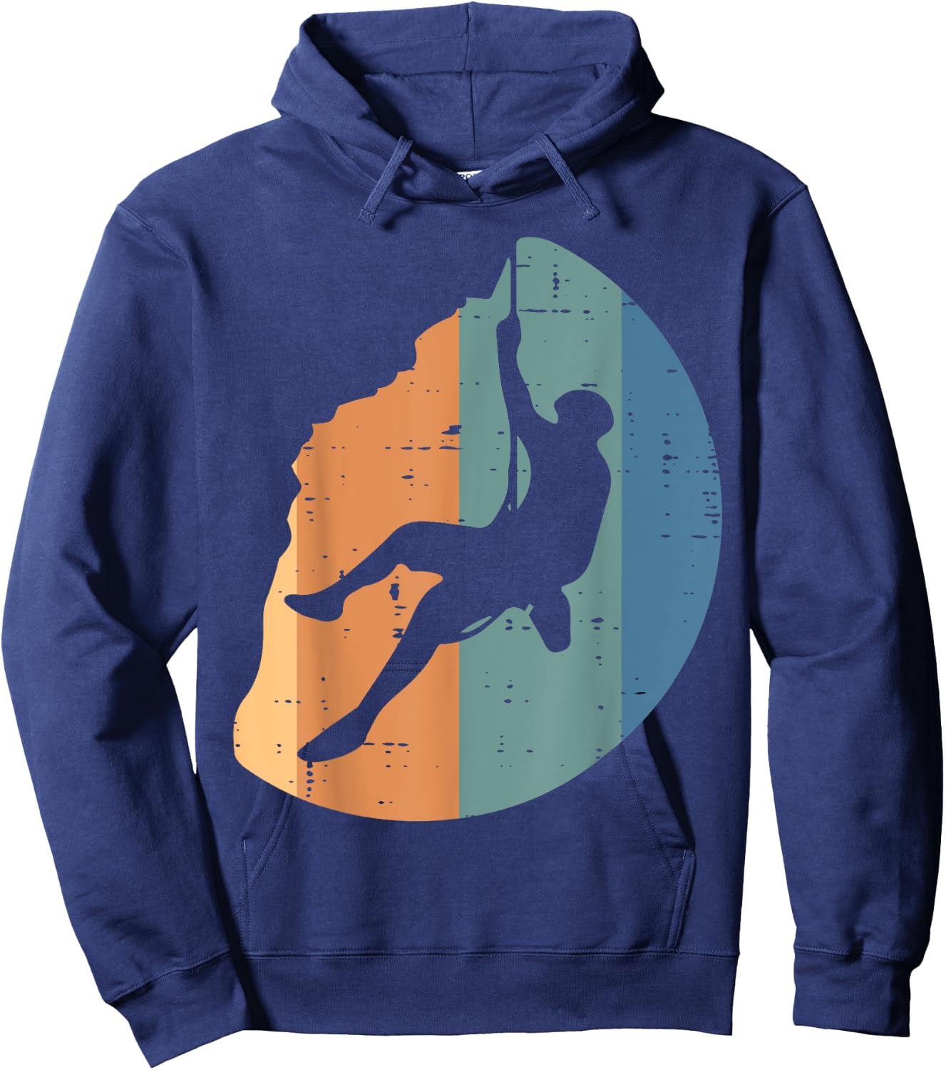 Rock Climbing Sunset Retro Mountain Climber Men Women Kids Hoodie - Hoodie | Navy