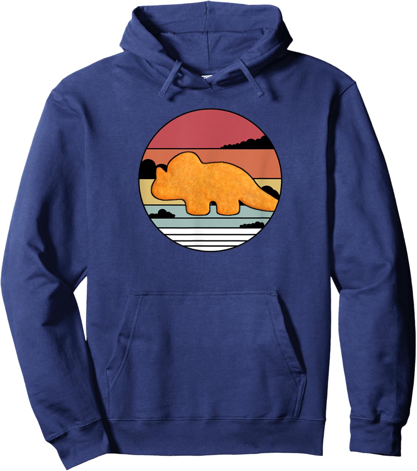 Dino Triceratops Chicken Nugget Retro | Vintage Dinosaur Hoodie - Hoodie | Navy