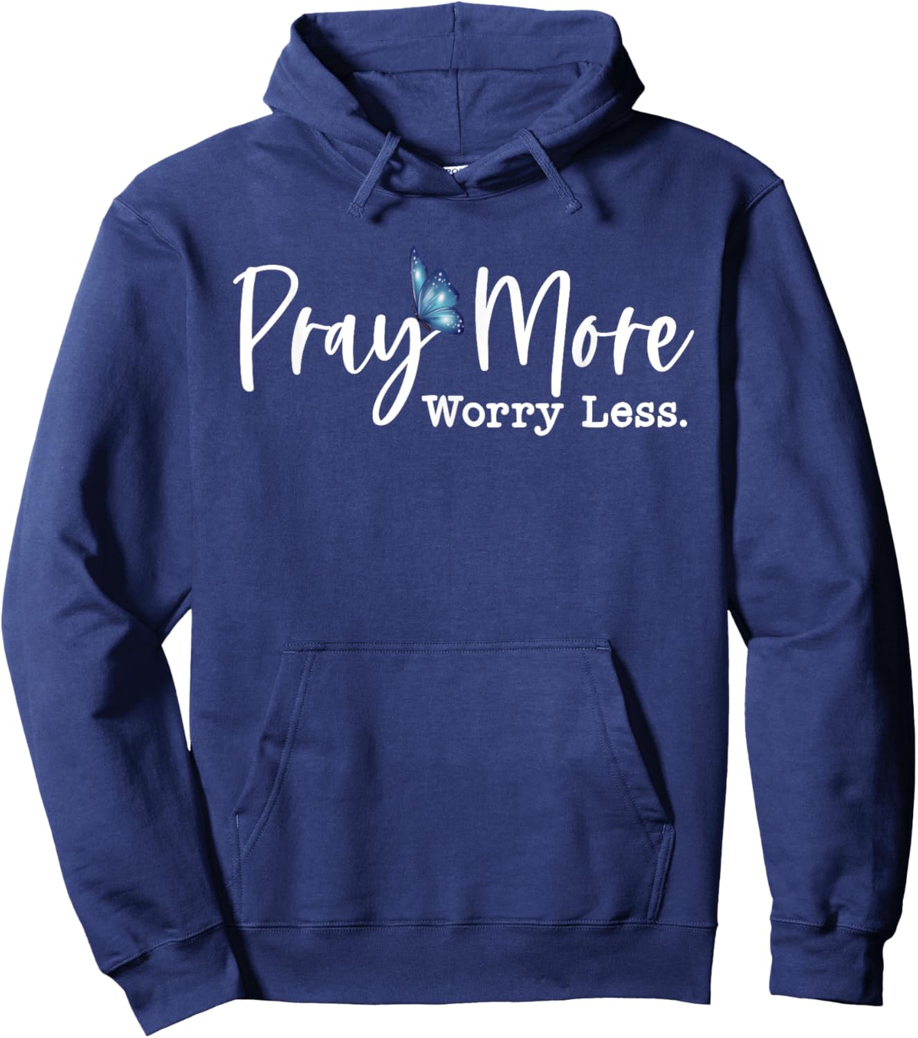 Pray More Worry Less w/ Butterfly Graphic Hoodie - Hoodie | Navy