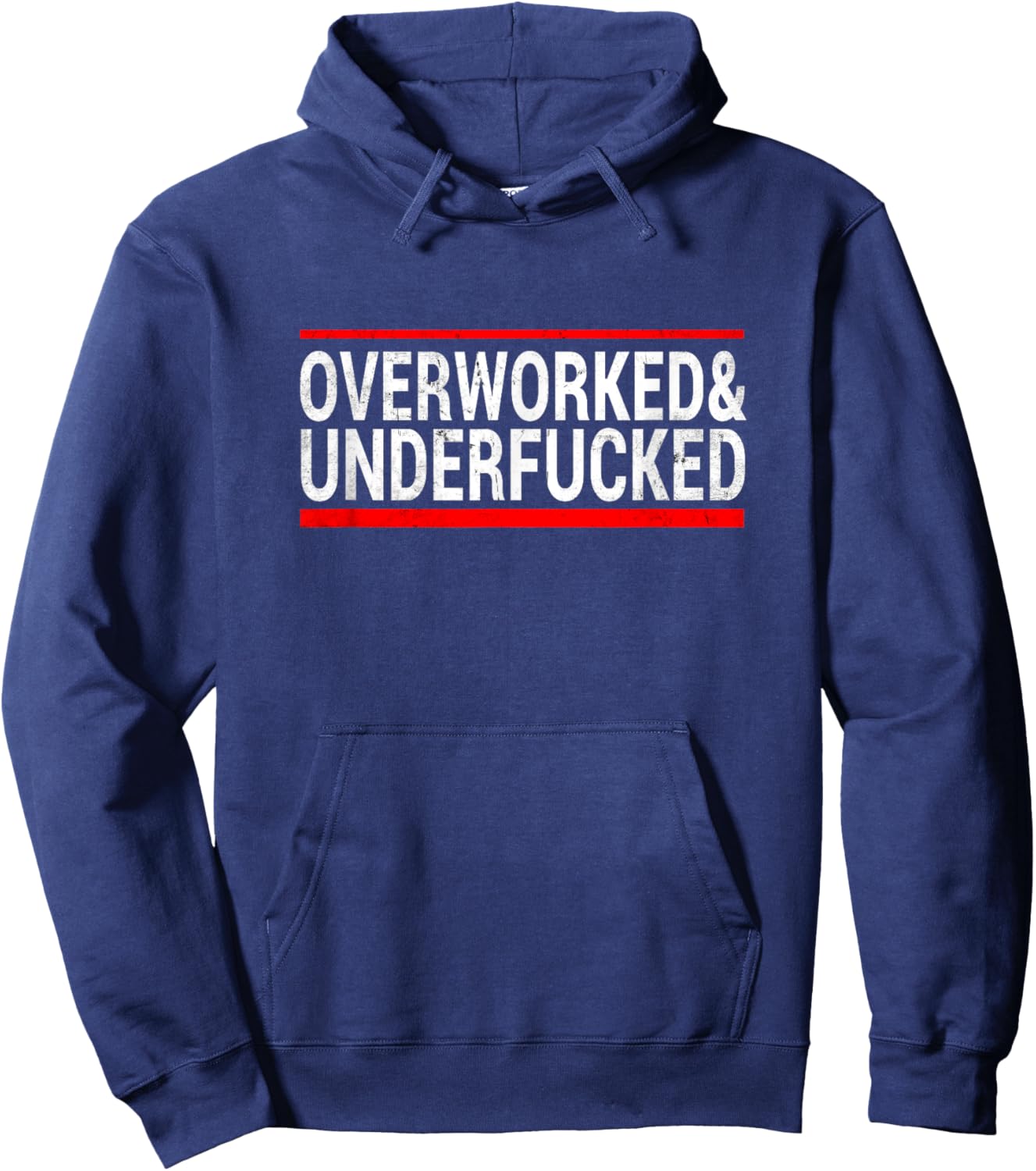 Overworked and Underfucked Biker Hoodie - Hoodie | Navy