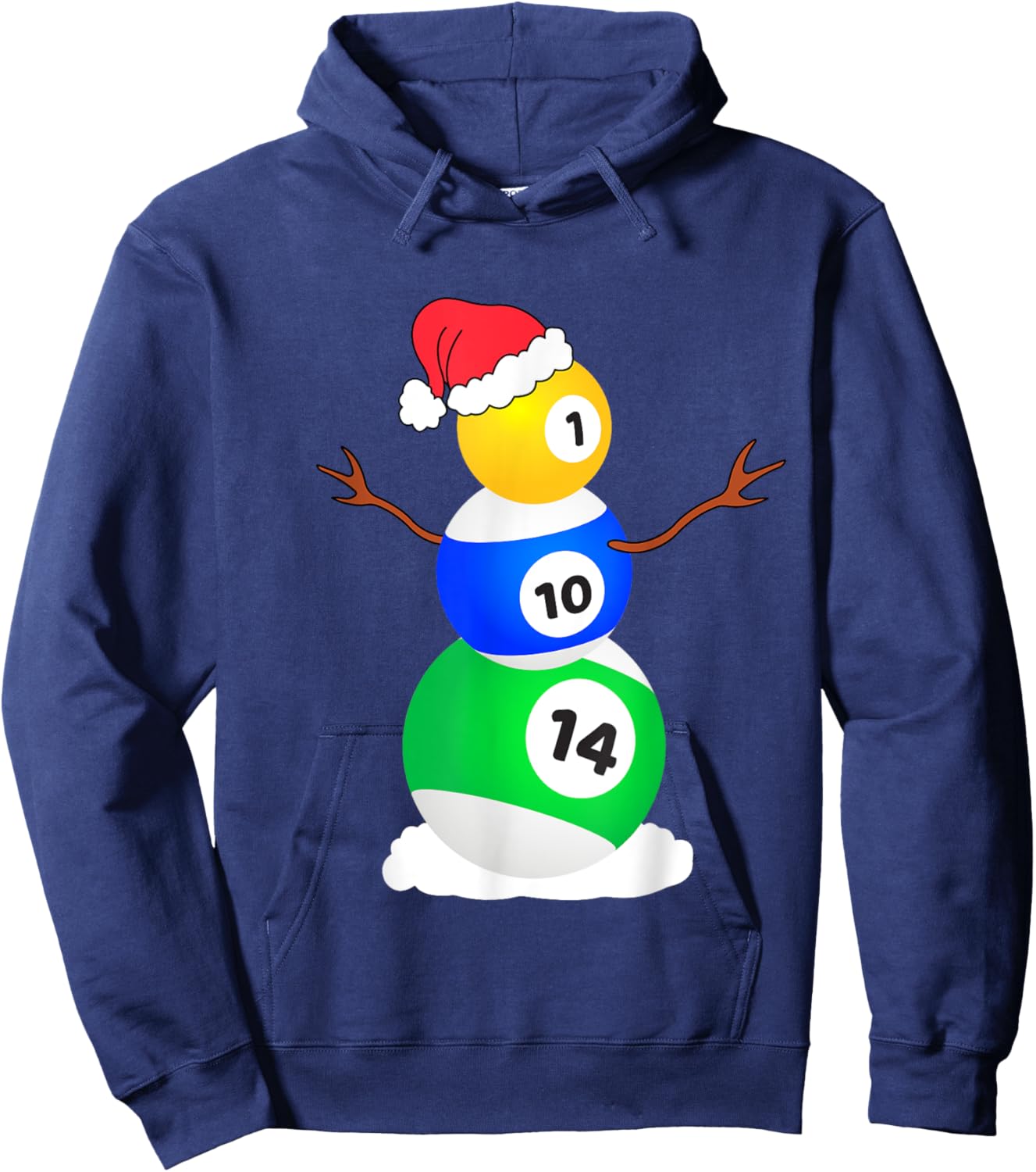 Billiards Christmas Snowman Shirt Pool Player Christmas Pjs Hoodie - Hoodie | Navy
