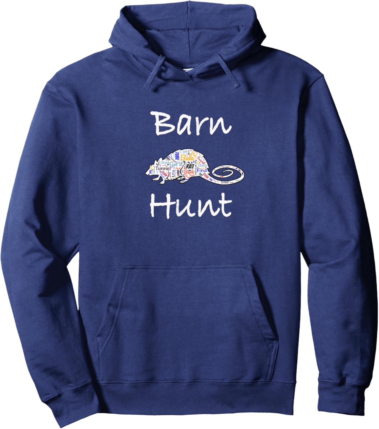 Barn Hunt Canine Rat Hunting - Barn Hunt with Rat word cloud Hoodie - Hoodie | Navy