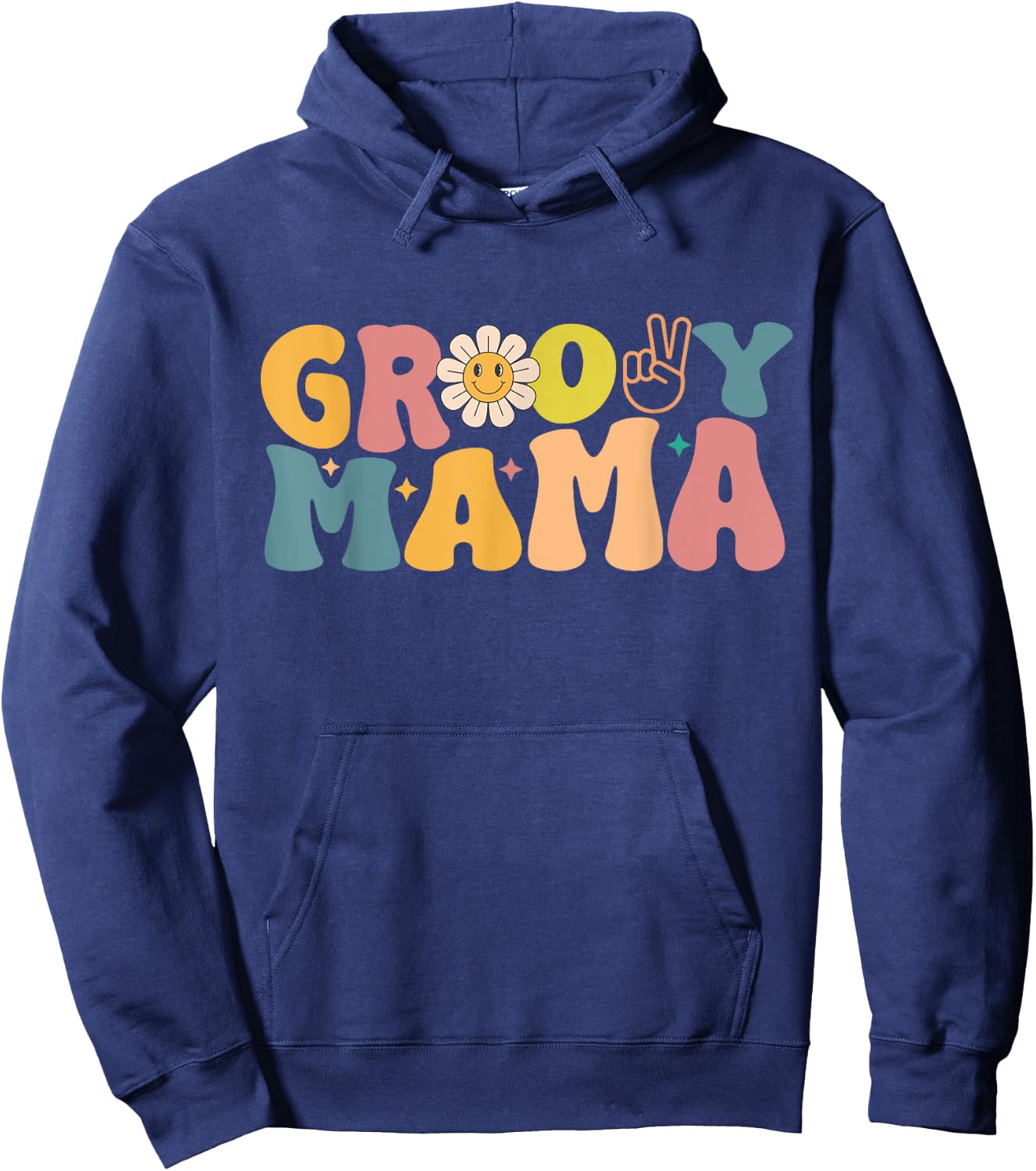 Retro Groovy Design For Mama Matching Family Birthday Hoodie - Hoodie | Navy