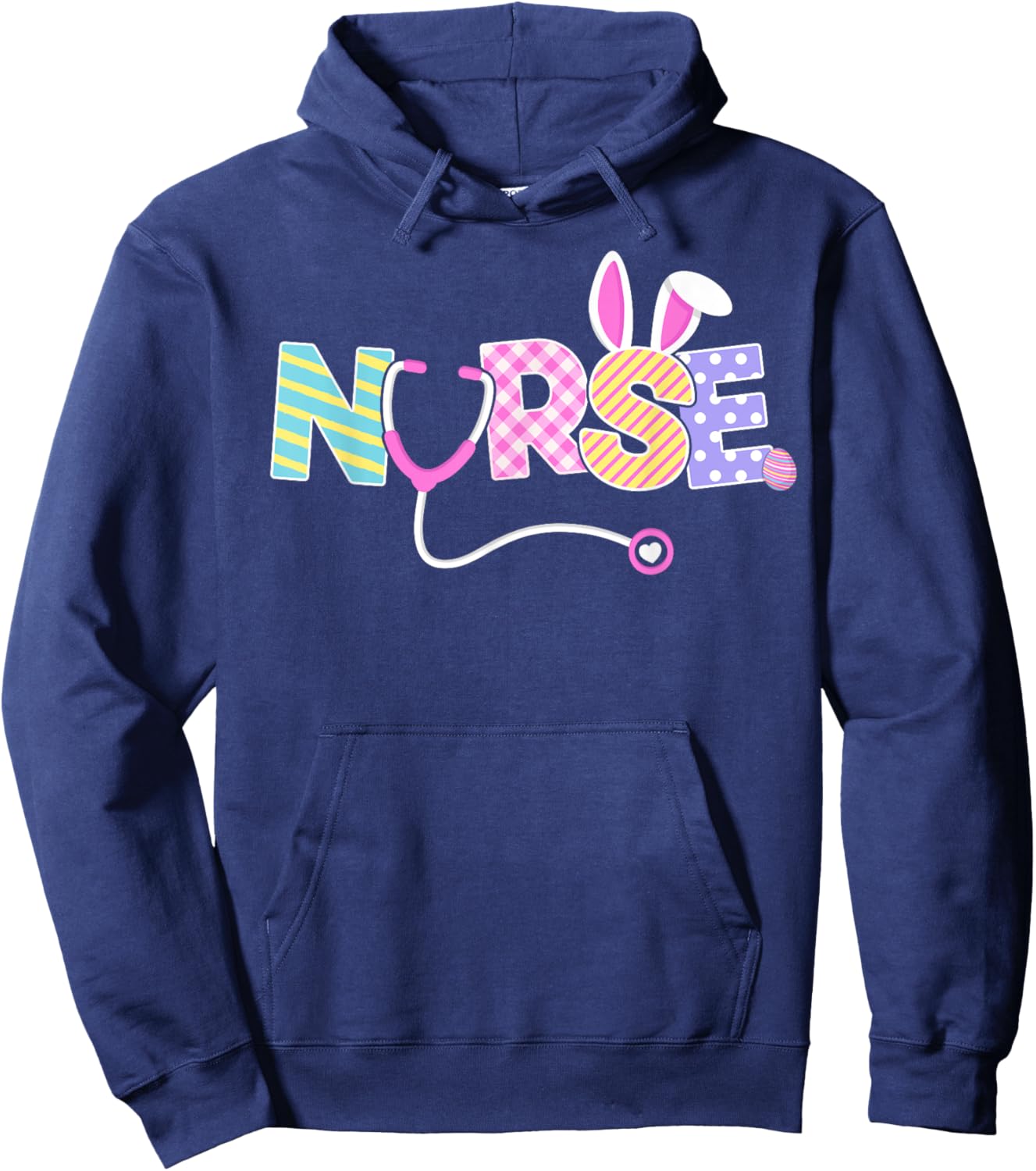 Nurse Easter Bunny Ears Nursing Easter Egg Stethoscope Women Hoodie - Hoodie | Navy