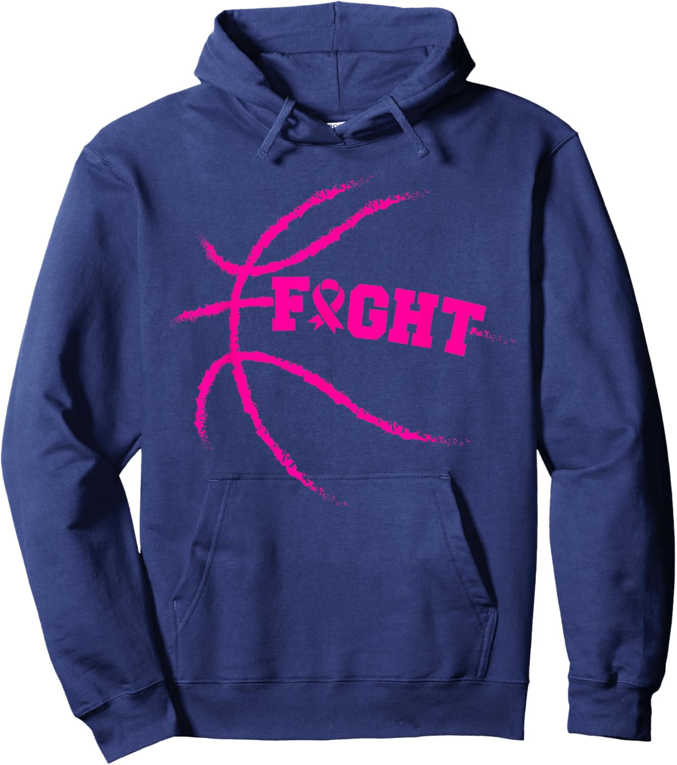 Breast Cancer Fight Basketball Player Pink Ribbon Awareness Hoodie - Hoodie | Navy