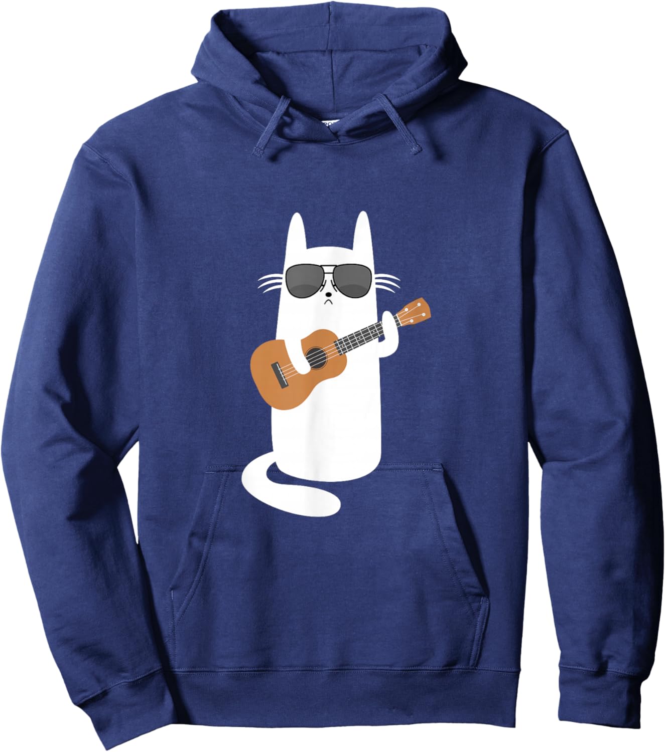 Ukulele Cat with Sunglasses Ukulele Player Hoodie - Hoodie | Navy