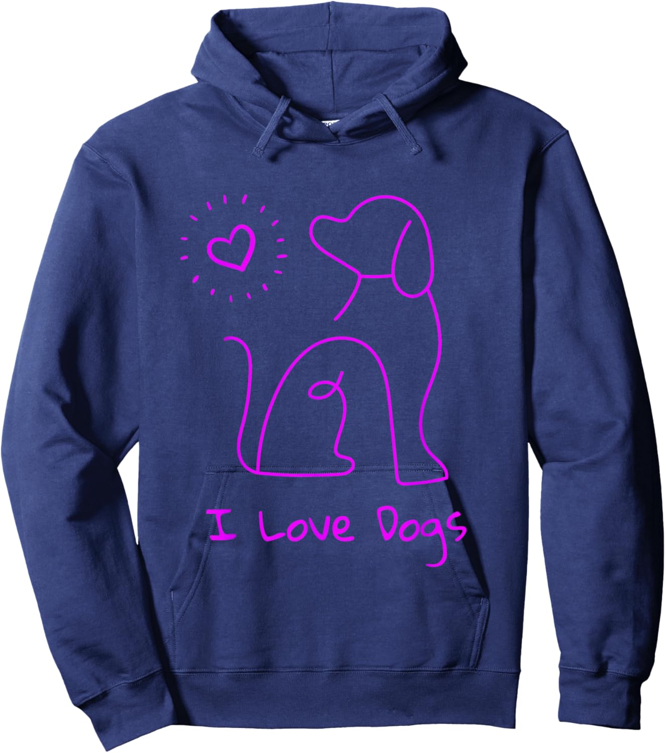 I Love Dogs Cute Pink Dog Great For Girls Hoodie - Hoodie | Navy