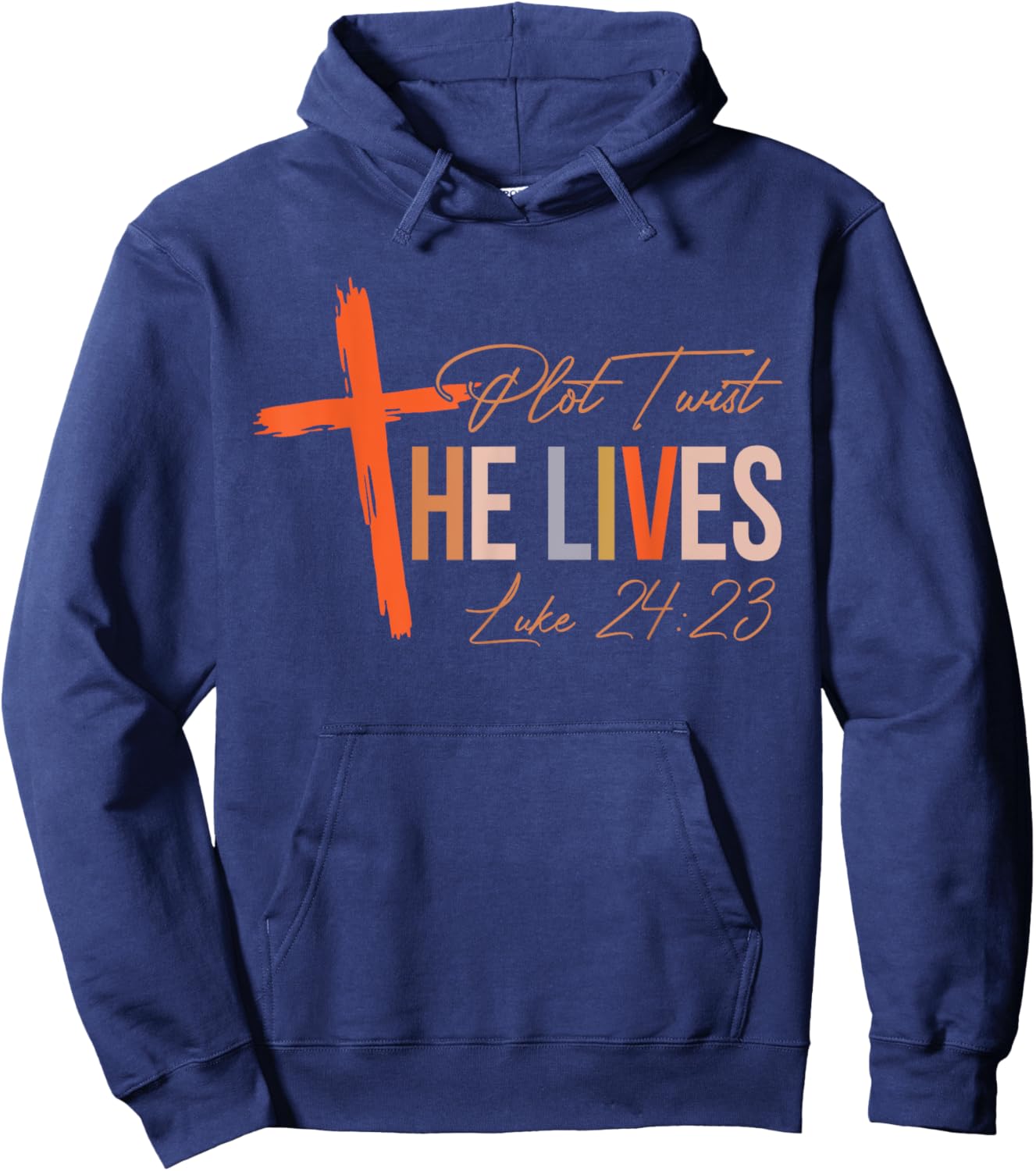Vintage Plot Twist He Lives Cross Funny Christian Easter Day Hoodie - Hoodie | Navy