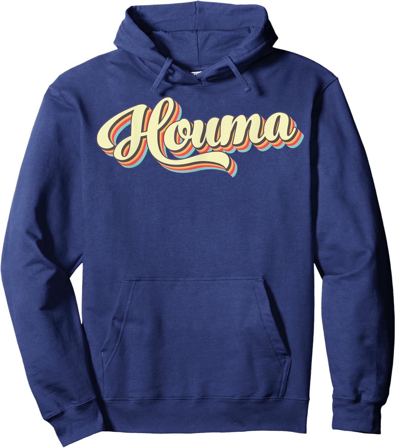Houma Retro Art Baseball Font Vintage Hoodie - Hoodie | Navy