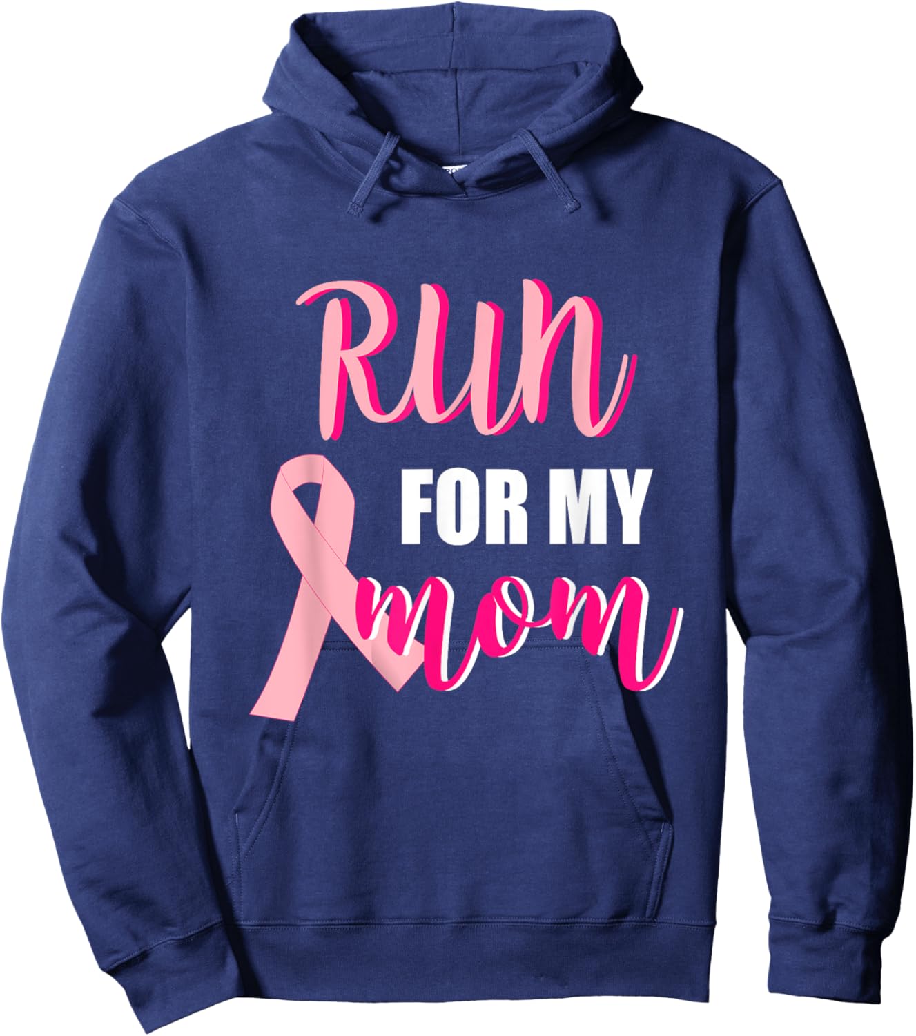 Run for My Mom Breast Cancer Awareness Month Running Hoodie - Hoodie | Navy
