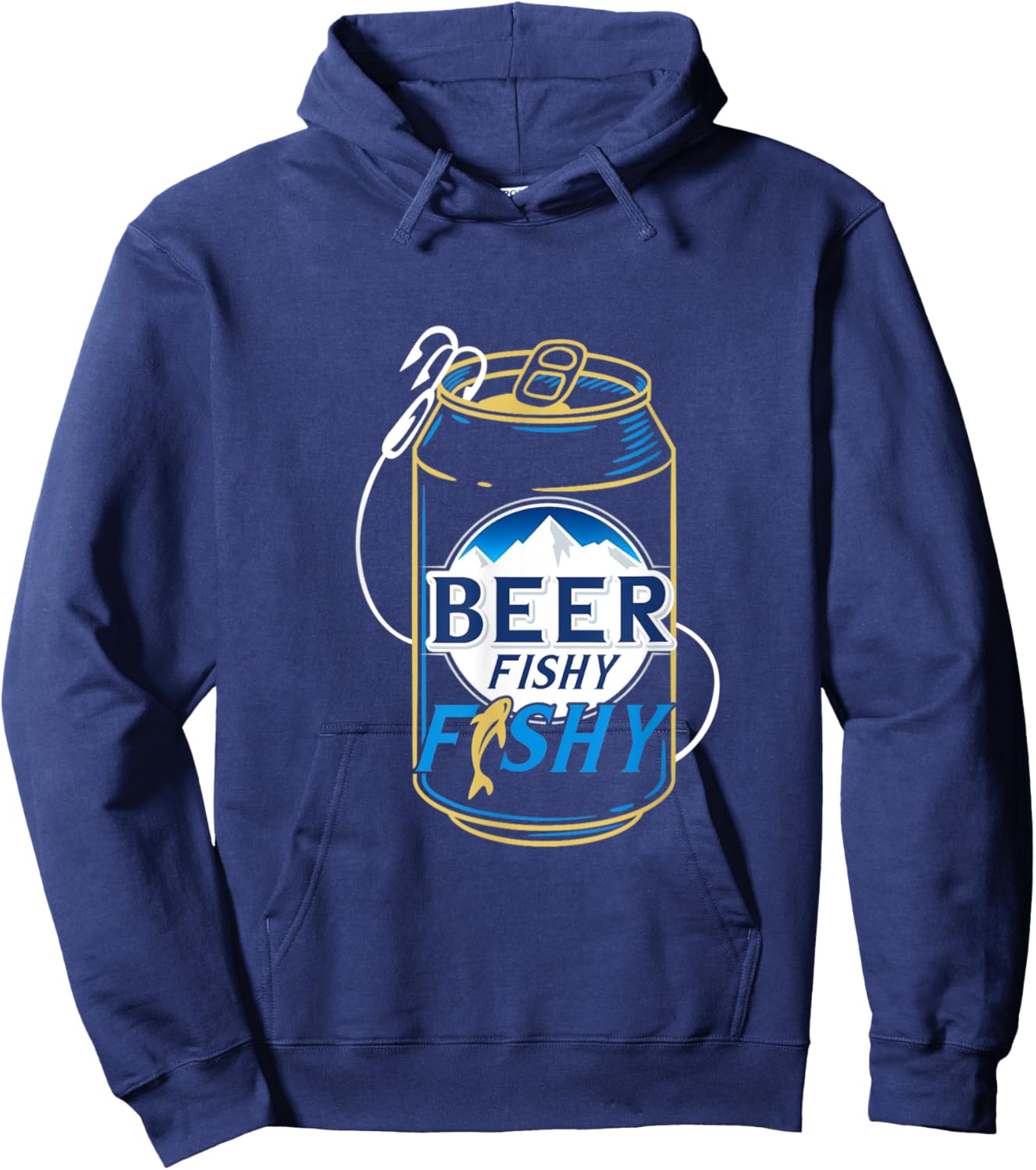 Dad Fishing Shirt - Beer Fishy - Novelty T Shirts Hoodie - Hoodie | Navy