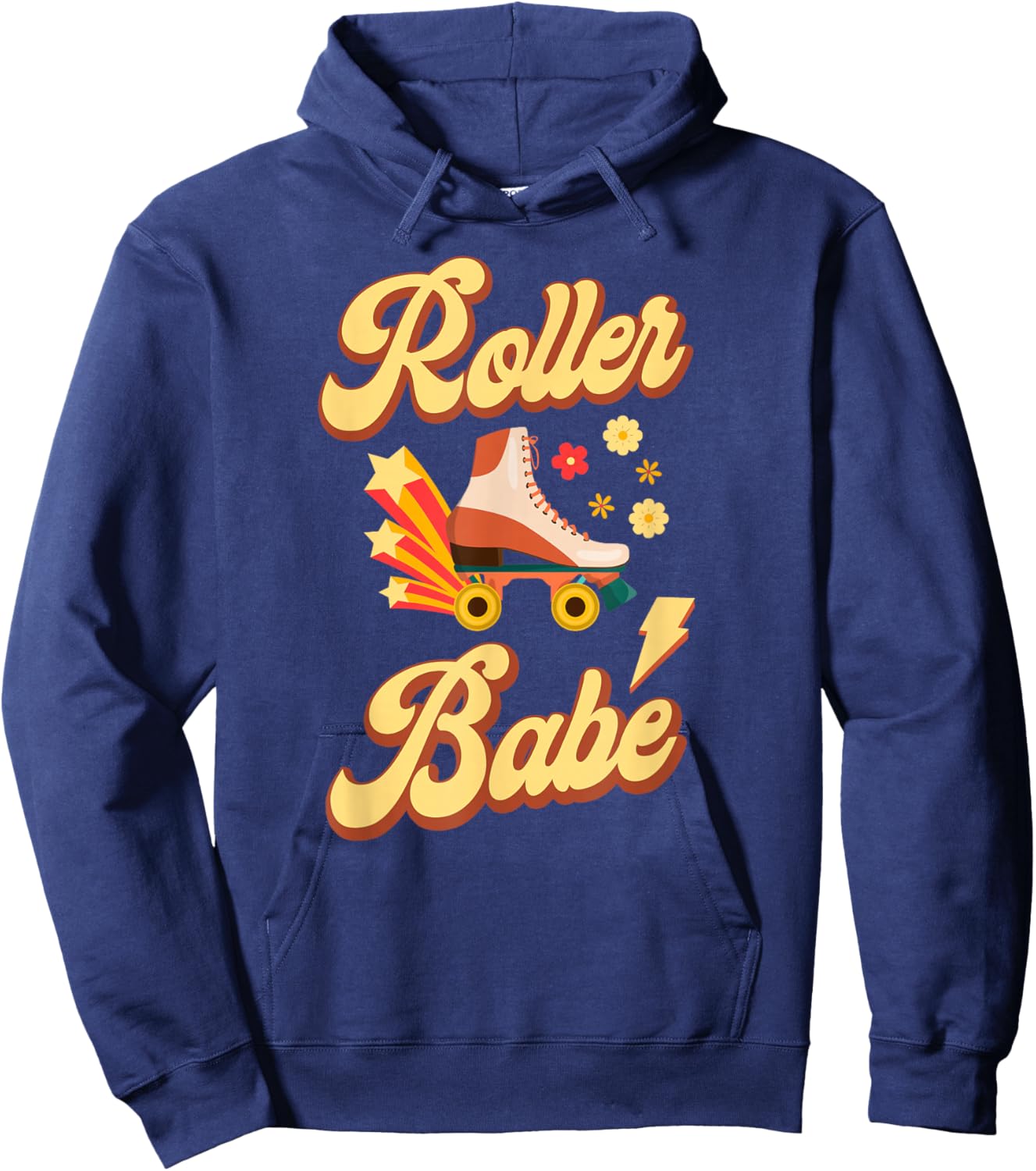 Cool Roller Skating Skate Girl 1970S Retro Hoodie - Hoodie | Navy