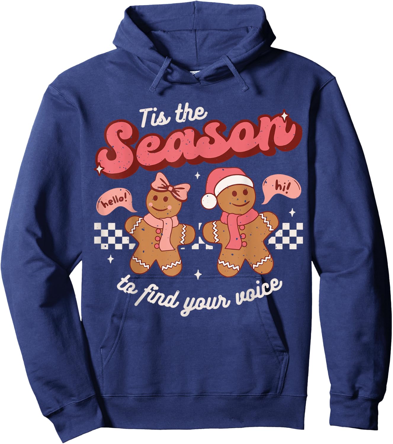Speech Language Therapy Christmas Retro SLP Therapist Groovy Hoodie - Hoodie | Navy
