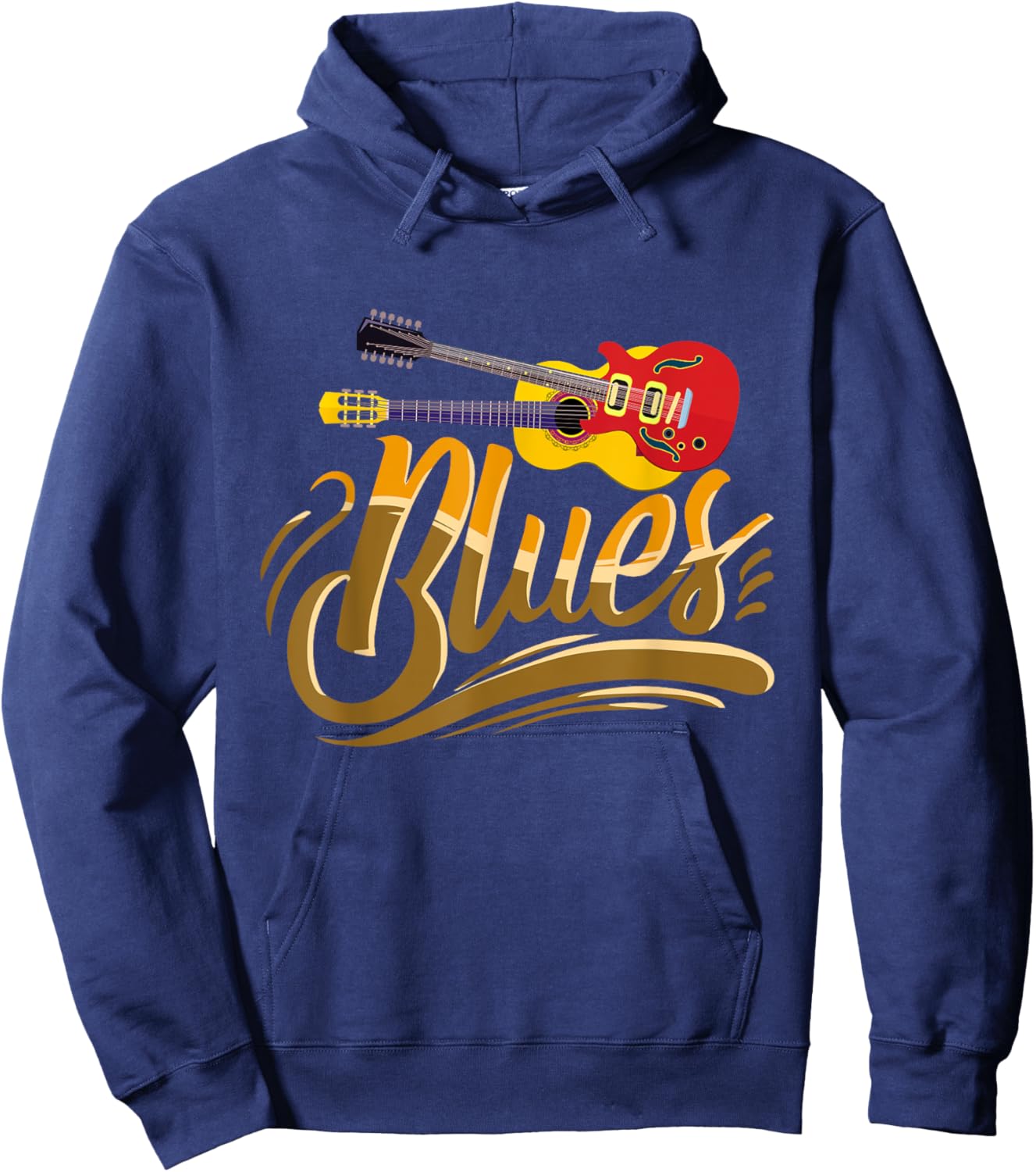 Vintage Blues Guitar Player Musician Blues Music Hoodie - Hoodie | Navy
