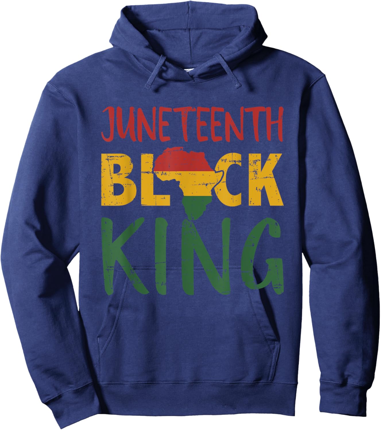 Juneteenth black king in african flag colors for afro pride Hoodie - Hoodie | Navy