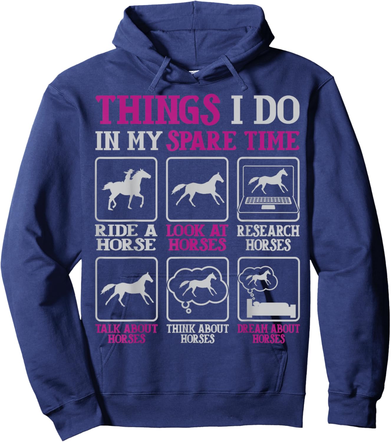 Things I Do In My Spare Time, Horse Riders For Girls, Women Hoodie - Hoodie | Navy