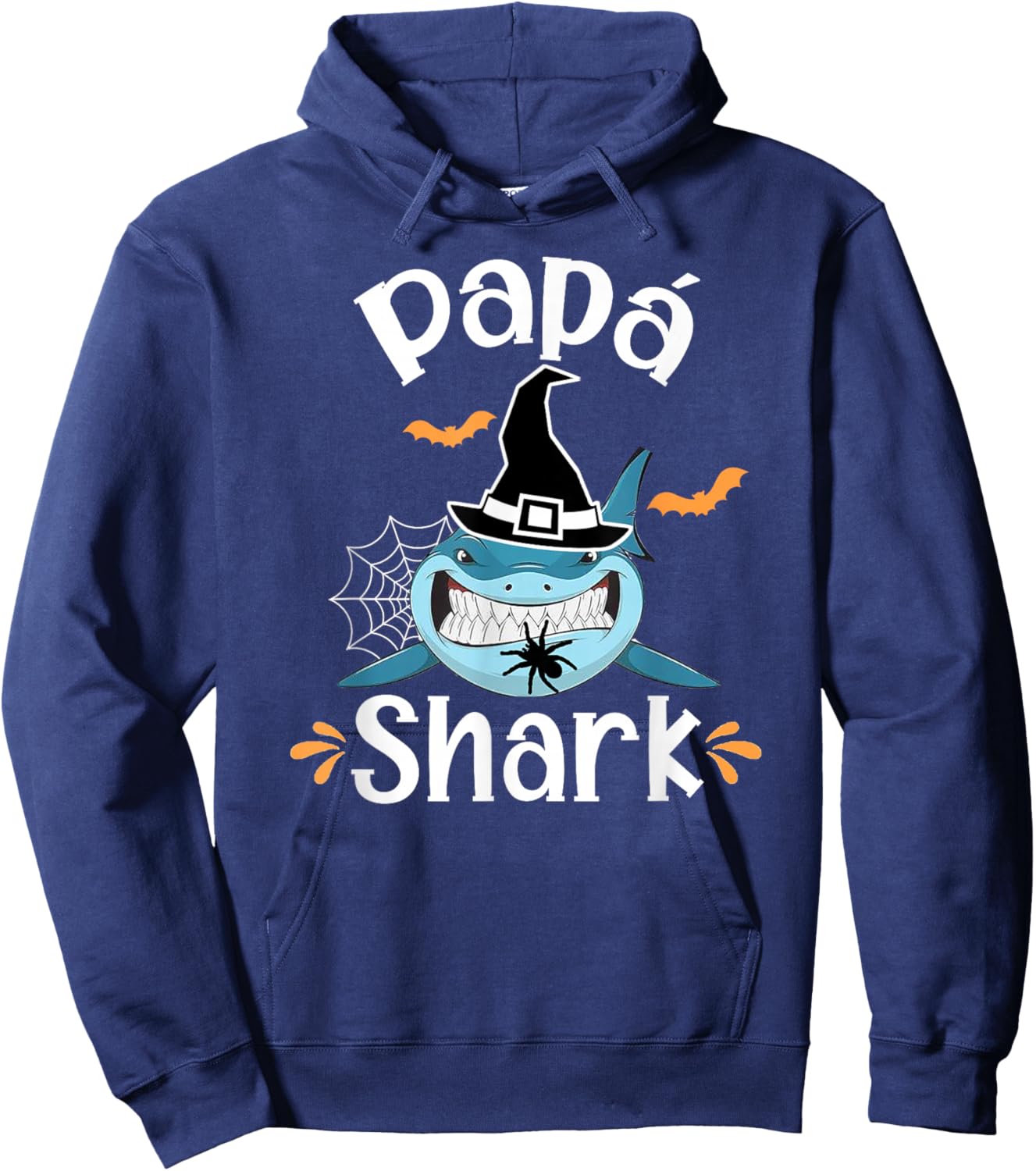Papa Shark Spanish Dad Halloween Announcement Funny Hoodie - Hoodie | Navy