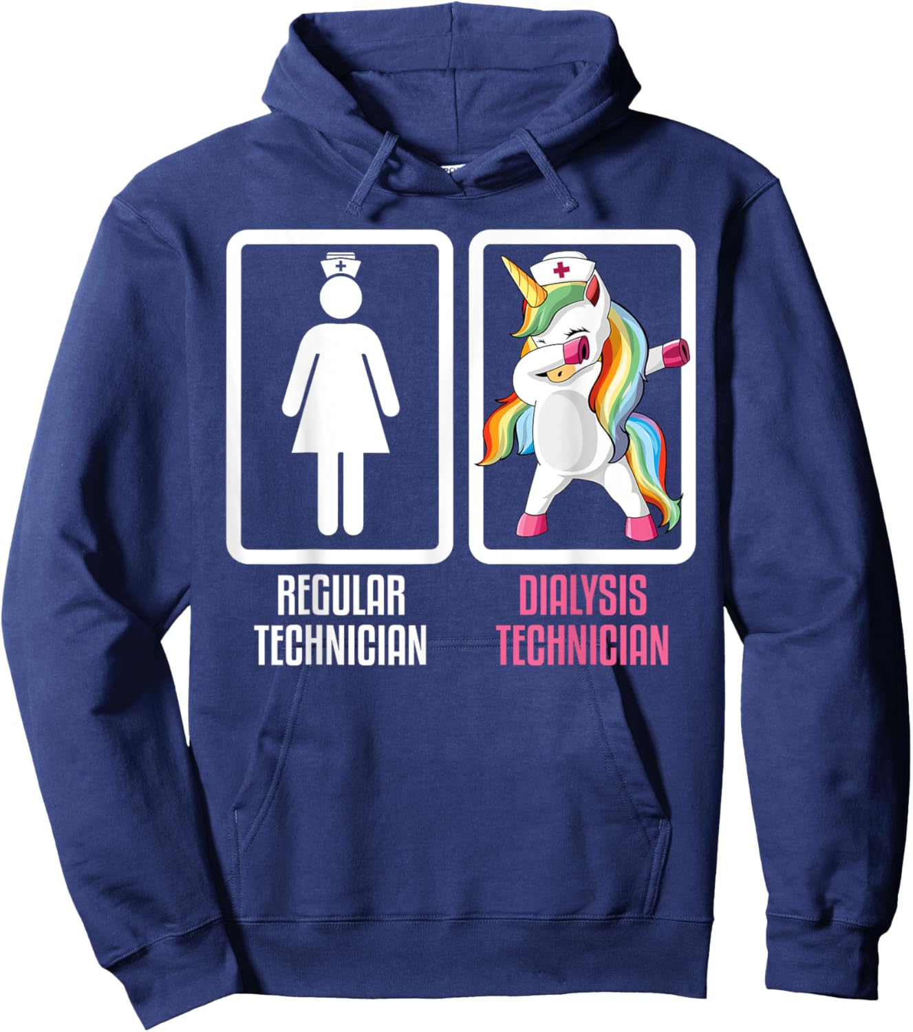 Regular Technician Vs Dabbing Unicorn Dialysis Technician Hoodie - Hoodie | Navy