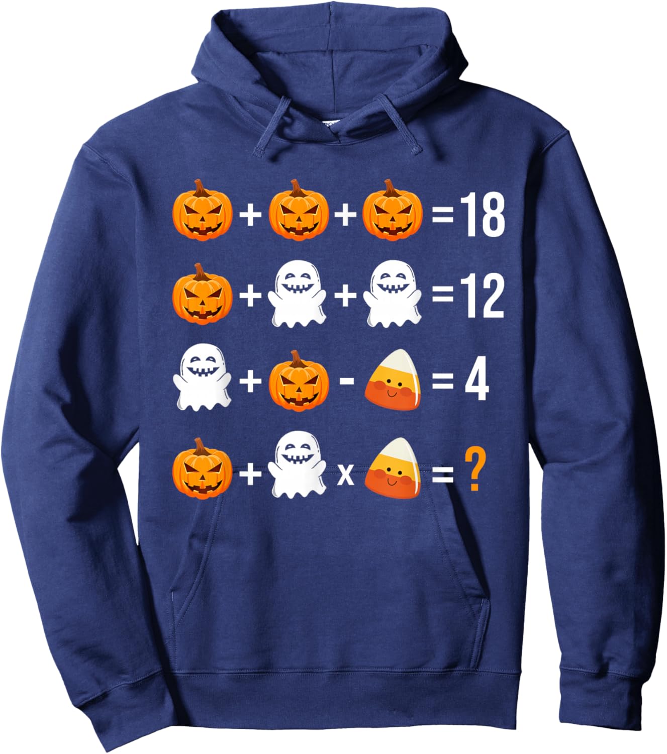 Math Teacher Halloween Equation Pumpkin Ghost Candy corn Hoodie - Hoodie | Navy