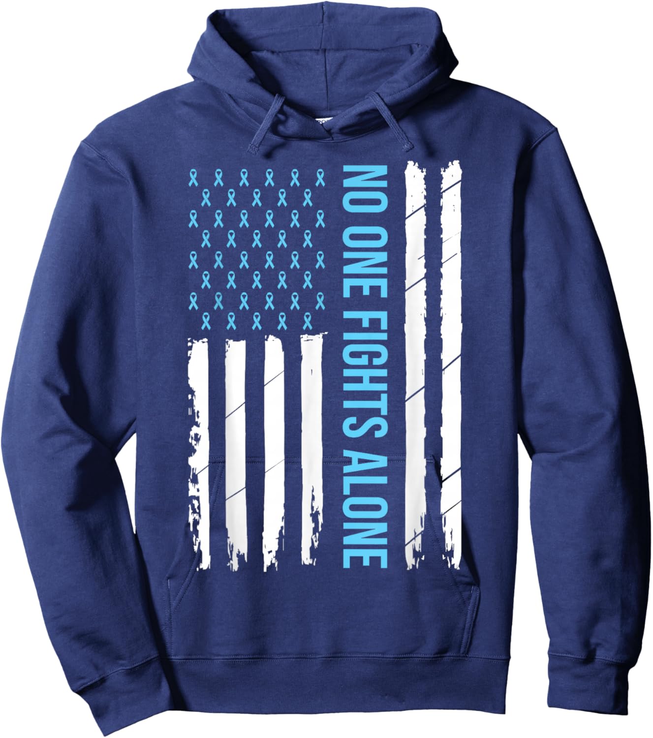 USA Prostate Cancer Awareness Light Blue Ribbon Survivor Hoodie - Hoodie | Navy