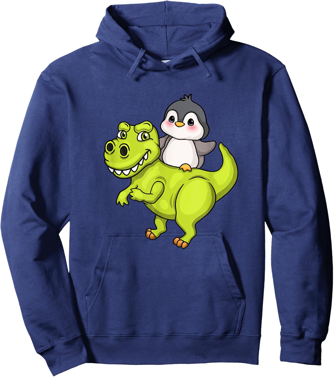 Cute Penguin Riding T Rex Funny Dinosaur Cute Animal Lover Hoodie - Hoodie | Navy