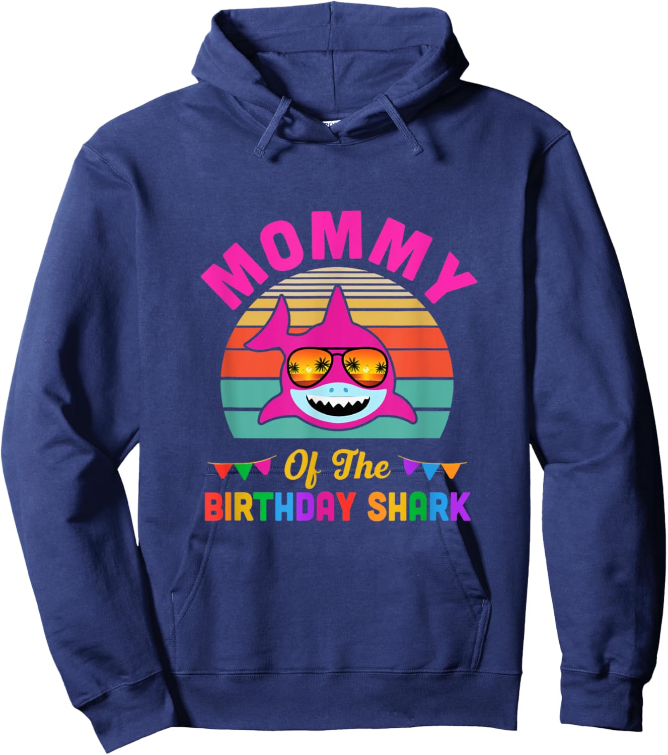 Mommy Of The Shark Birthday Mom Matching Family Hoodie - Hoodie | Navy