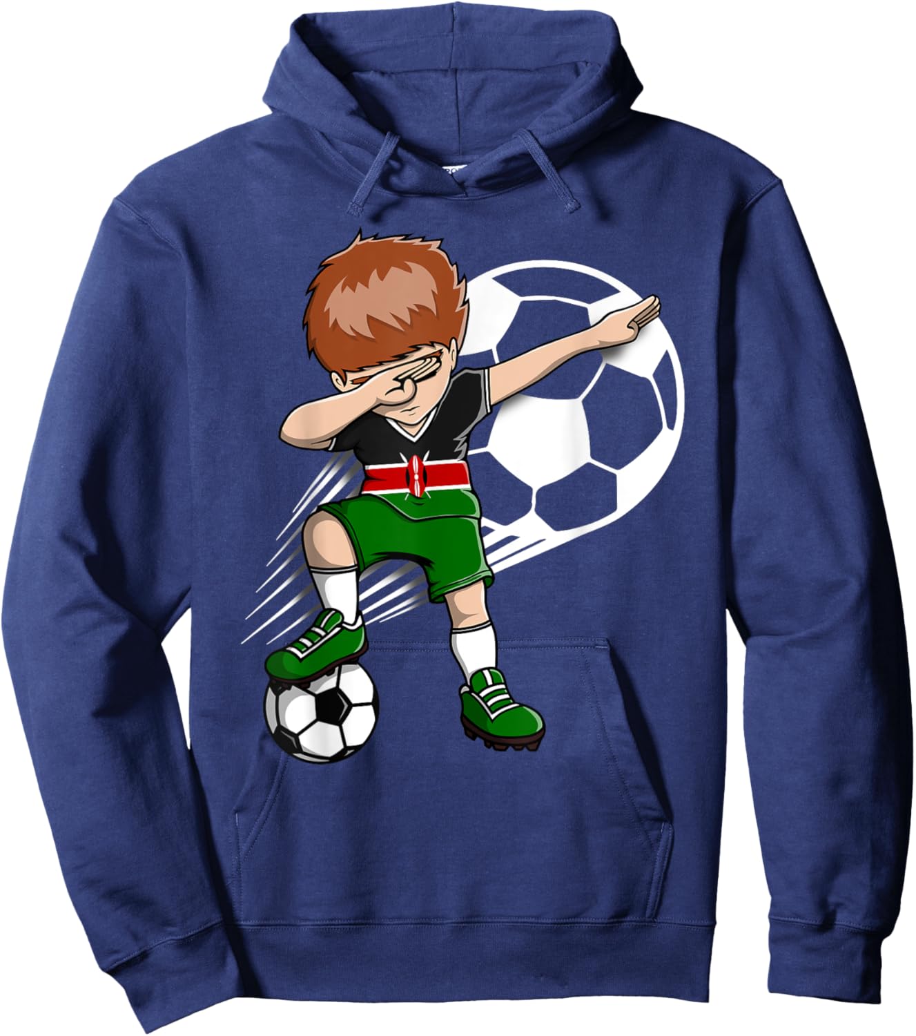 Dabbing Soccer Boy - Kenya Jersey Kenyan Football Fans Sport Hoodie - Hoodie | Navy