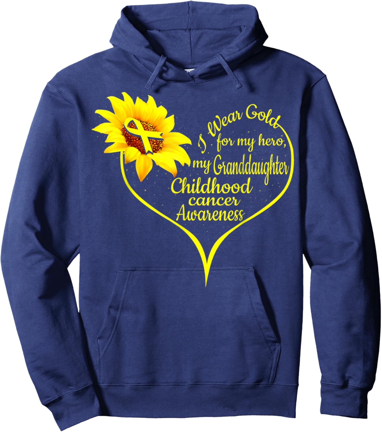 I Wear Gold For My Granddaughter Childhood Cancer Awareness Hoodie - Hoodie | Navy