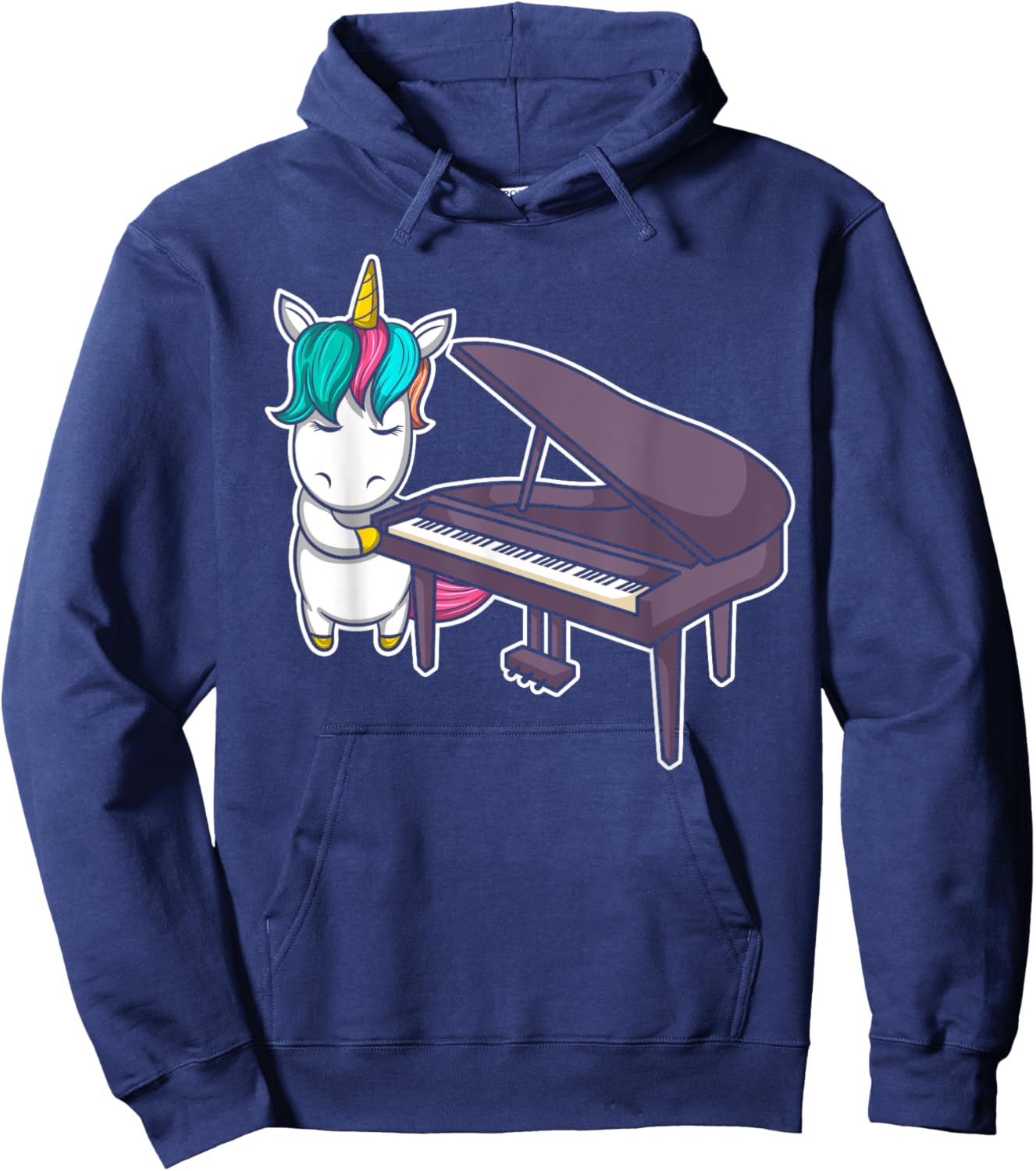 Cute Grand Piano Player Pianist Musician I Unicorn Hoodie - Hoodie | Navy