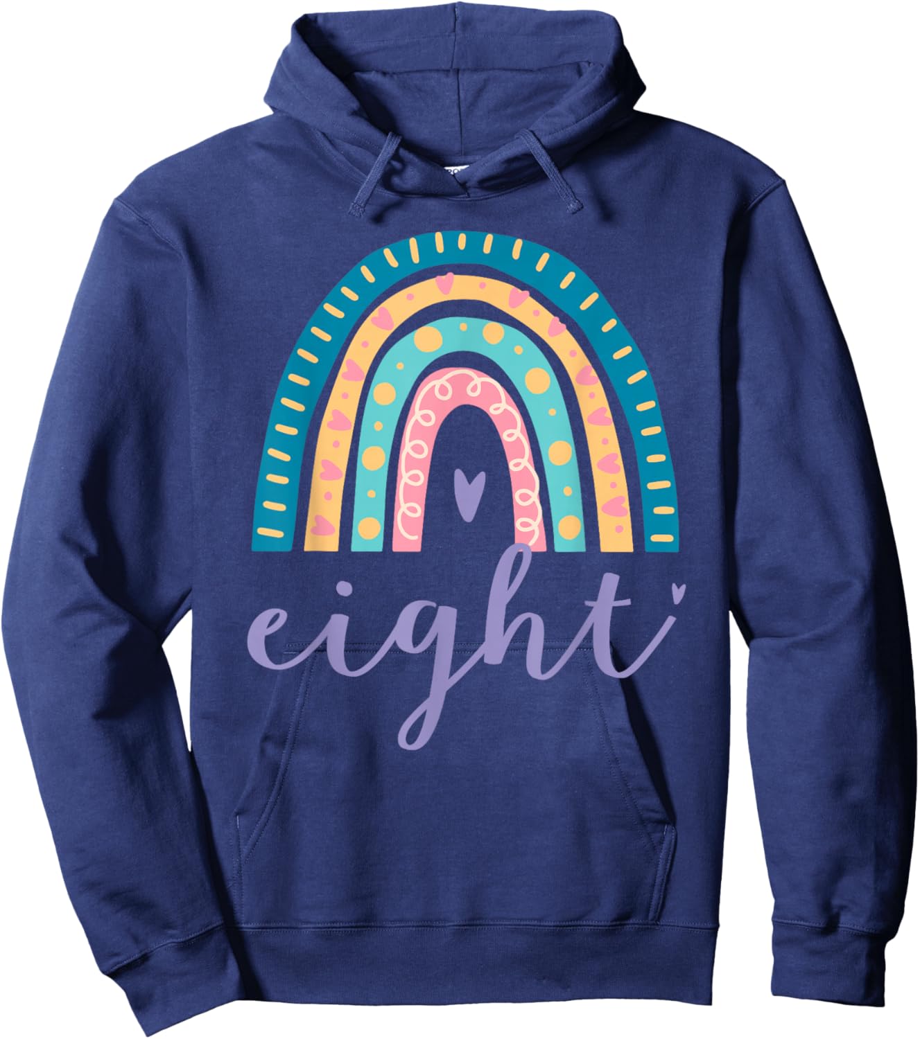 Eight Year Old Rainbow 8th Birthday Gifts for Girls 8 Bday Hoodie - Hoodie | Navy