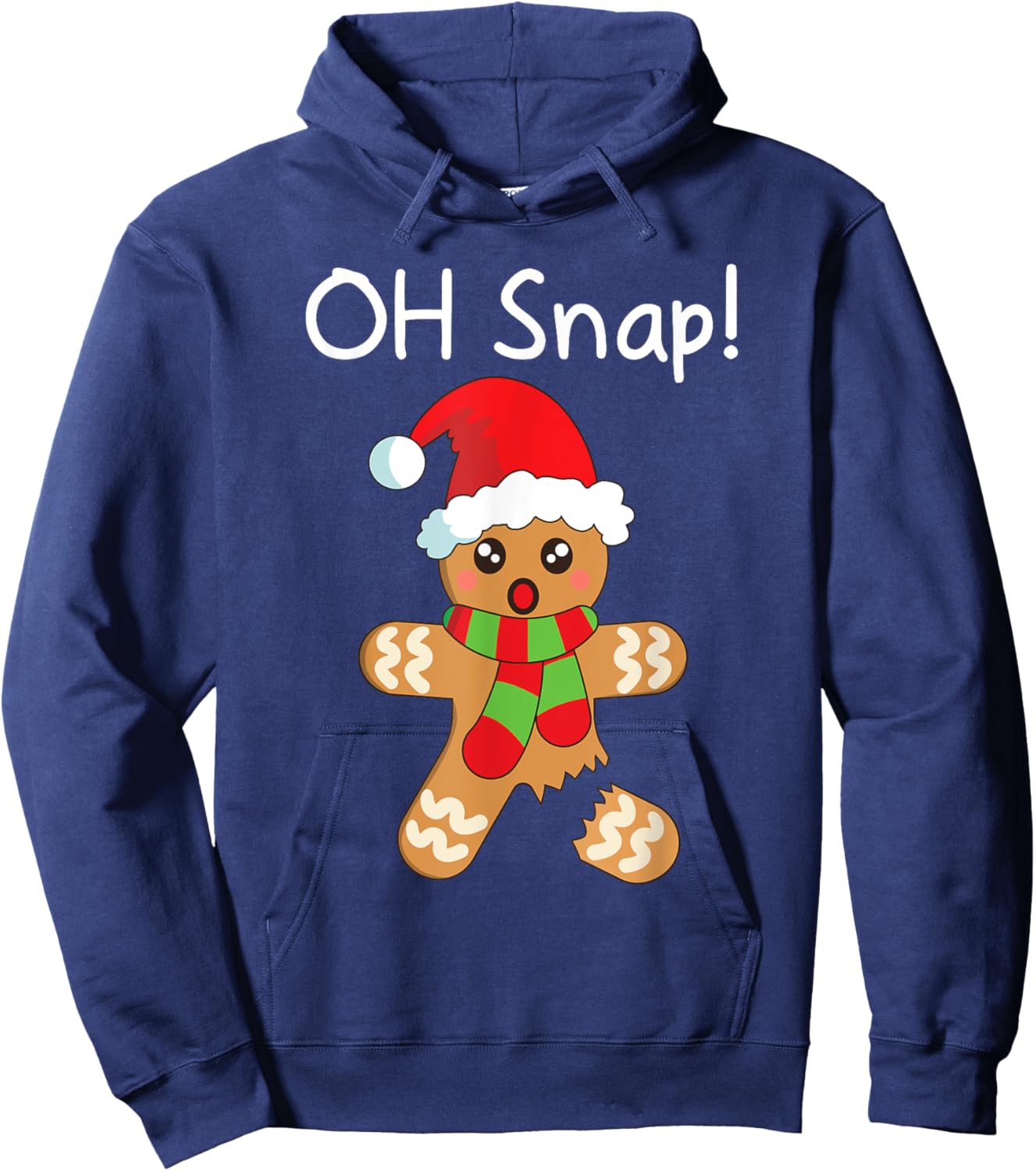 Christmas Shirt Boys Girls Funny Gingerbread Man Oh Snap Hoodie - Hoodie | Navy
