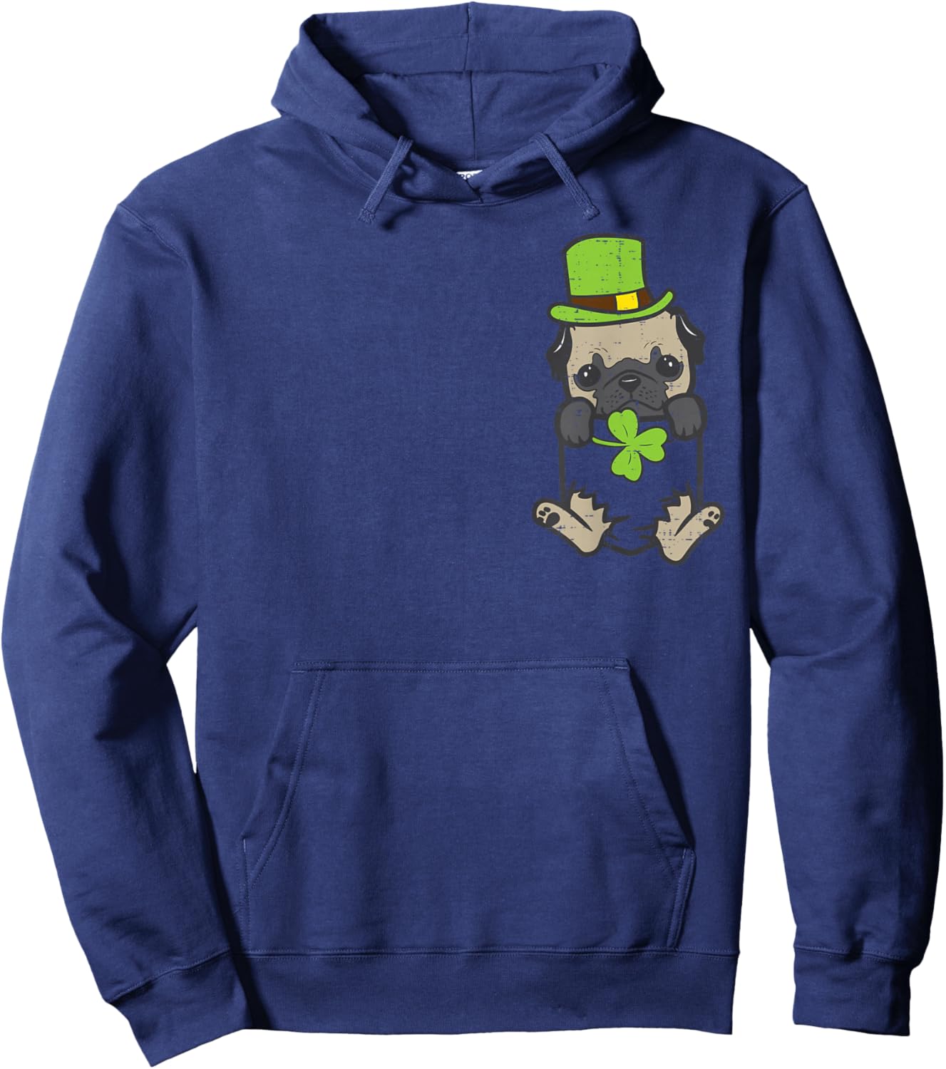 Irish Pocket Pug Dog Saint Paddys St Patricks Day Women Girl Hoodie - Hoodie | Navy
