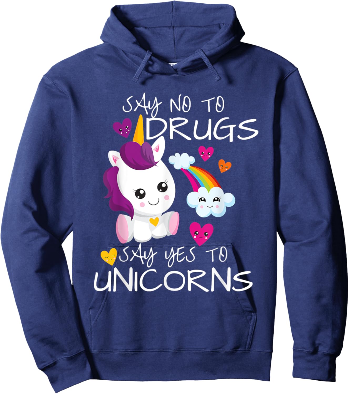 Red Ribbon Week Kids Youth Say No Say Yes To Unicorns Hoodie - Hoodie | Navy