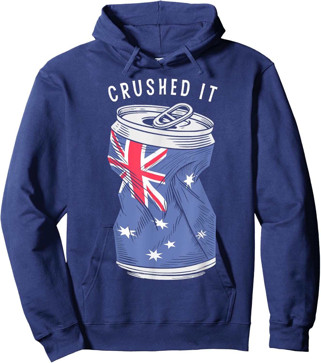 Australian Flag Beer Can Australia Aussie Funny Crushed It Hoodie - Hoodie | Navy