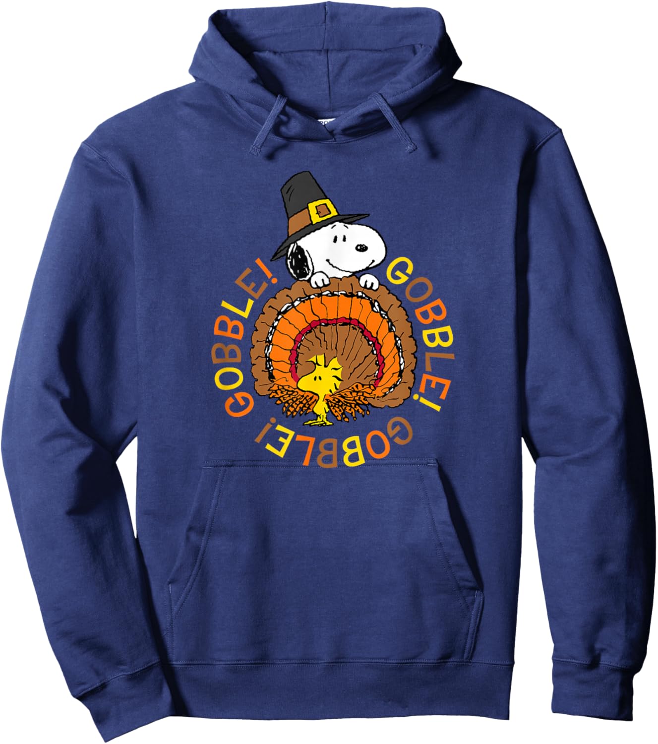 Peanuts Snoopy and Woodstock Thanksgiving Gobble Hoodie - Hoodie | Navy