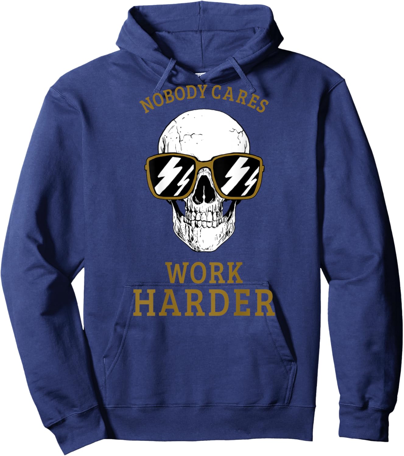 Nobody Cares Work Harder (On Back) Motivational Workout Hoodie - Hoodie | Navy