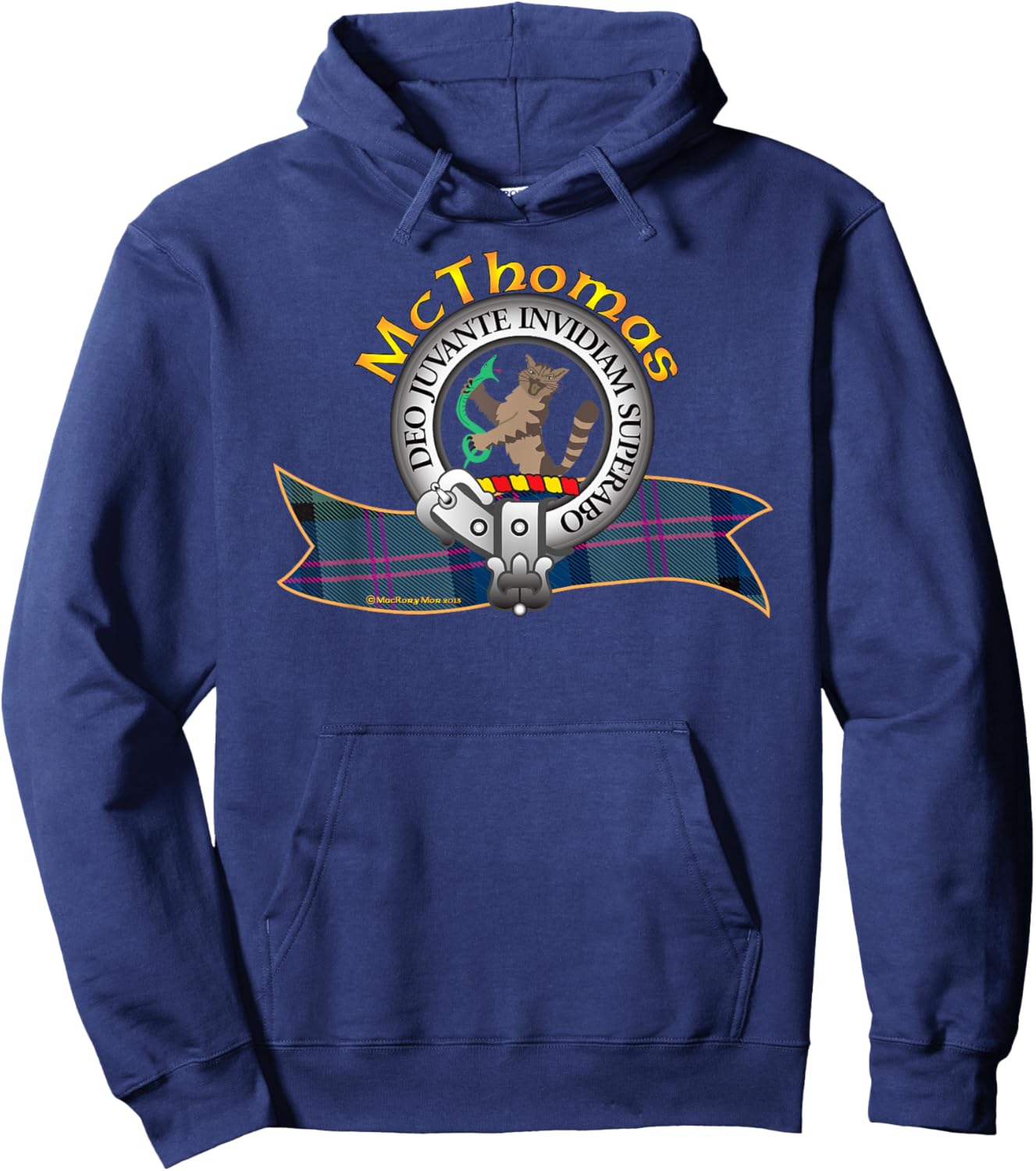 McThomas Clan Tartan Crest Motto Hoodie - Hoodie | Navy