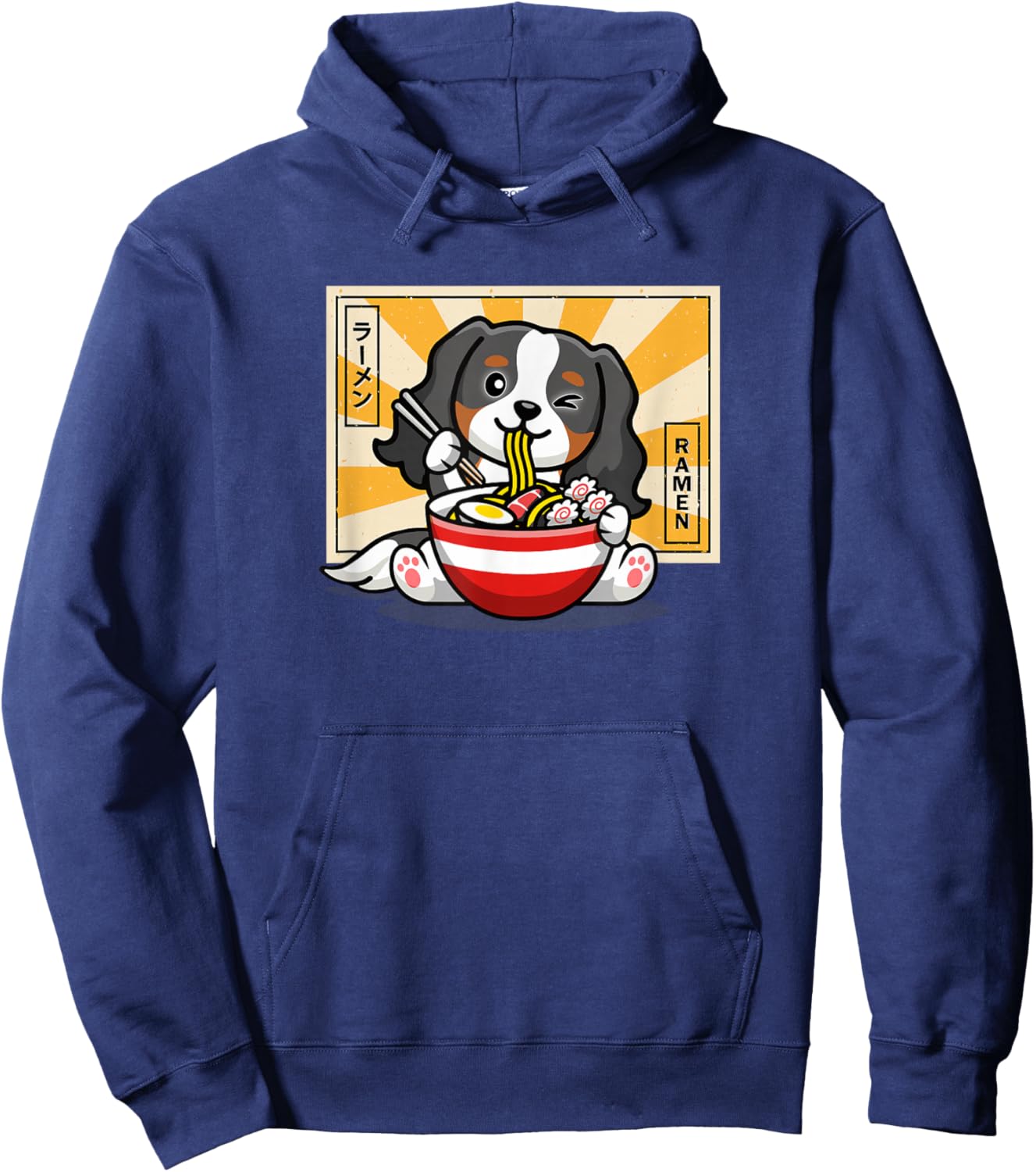 Funny Tri Kawaii Japanese Ramen Tricolor Cavalier Dog Lover Hoodie - Hoodie | Navy