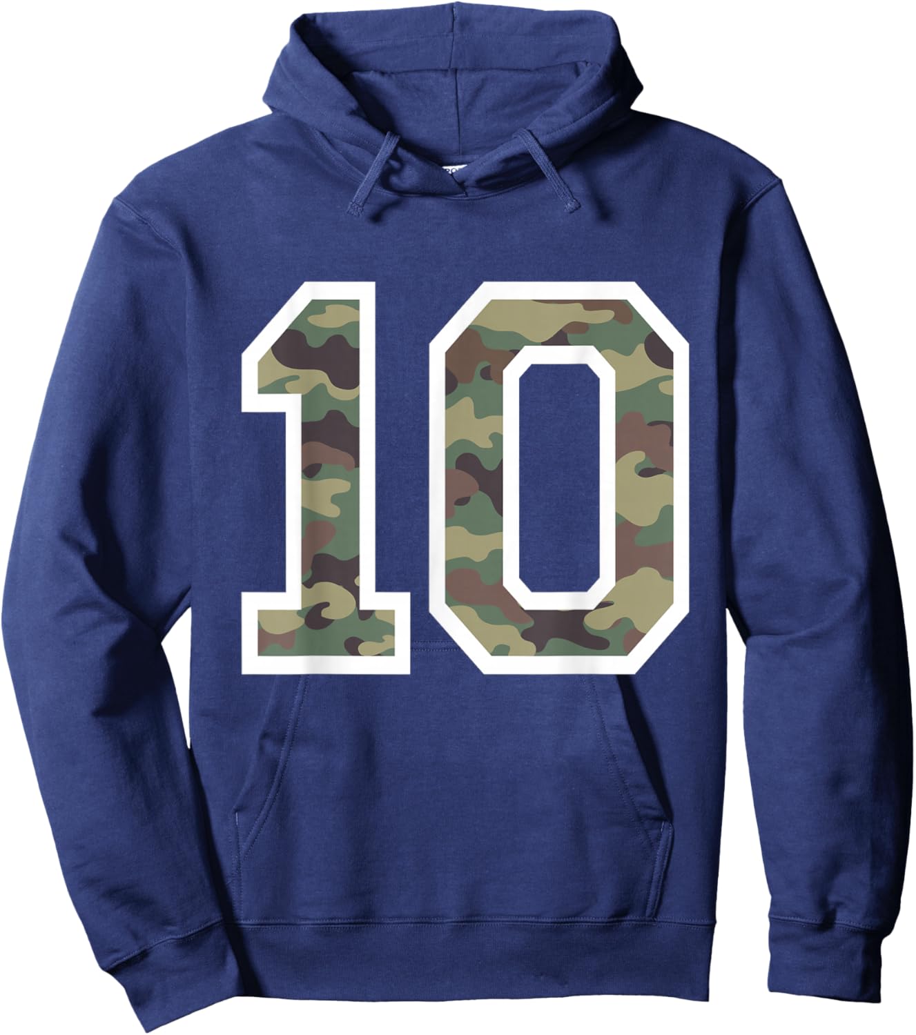 #10 Jersey Uniform Varsity Sports Camo Number, 10th Birthday Hoodie - Hoodie | Navy