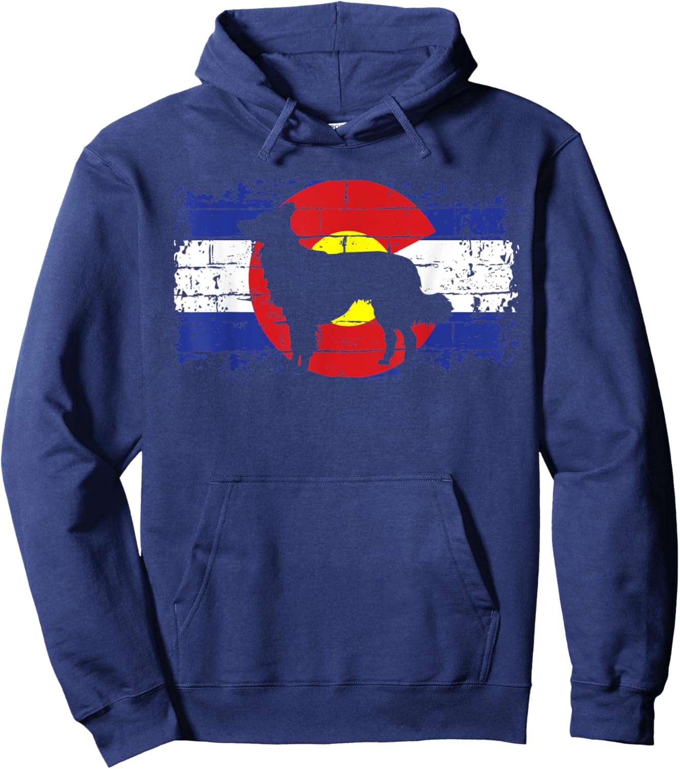 Colorado Flag Border Collie Dog Collie Lover Pet Owner Cool Hoodie - Hoodie | Navy