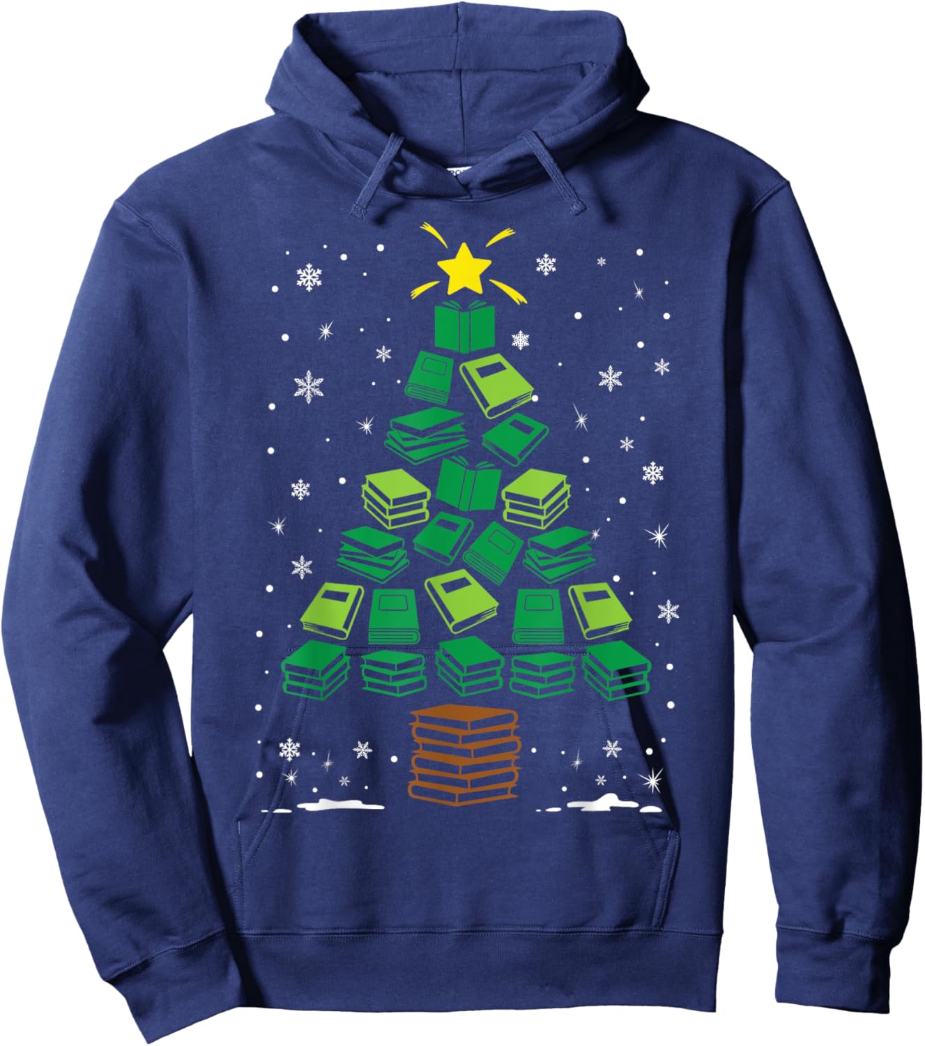 Book Worm Lovers Holiday Family Matching Christmas Tree Hoodie - Hoodie | Navy