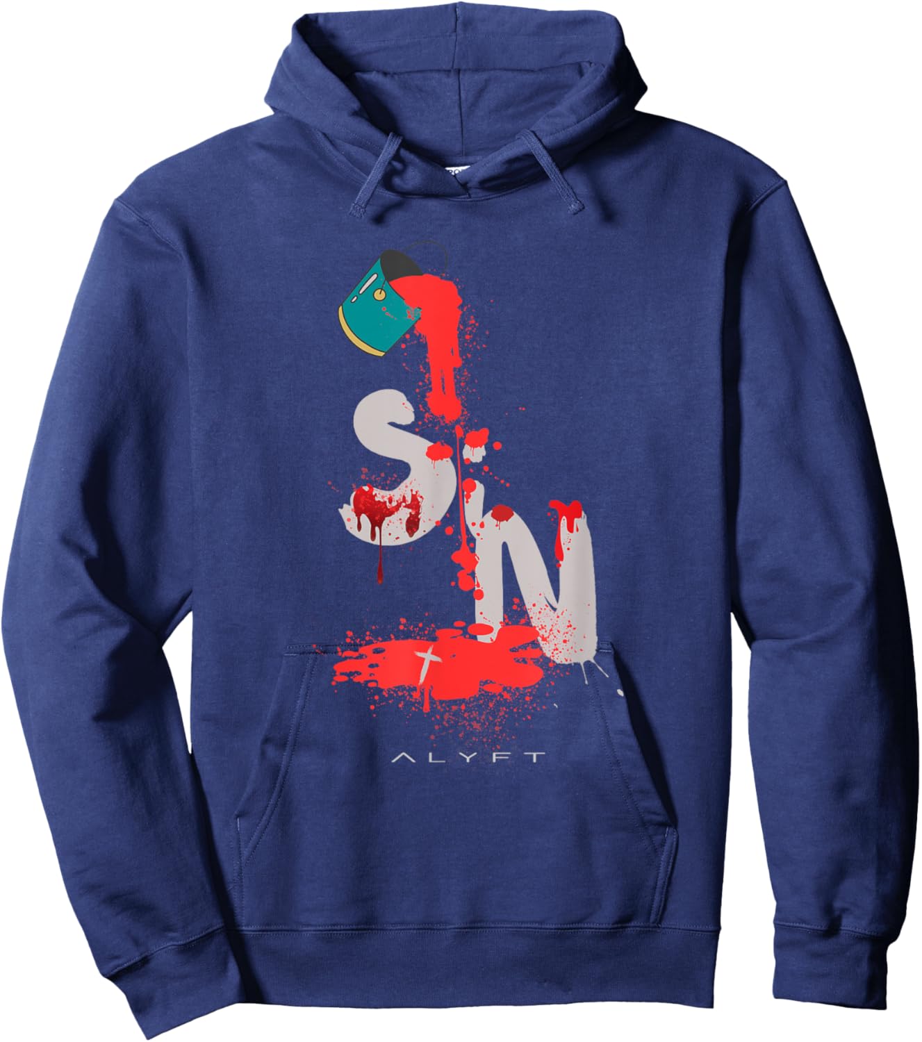 "His Blood Covers" - Christian Jesus Faith Design Hoodie - Hoodie | Navy